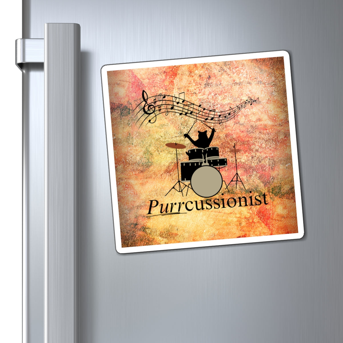 Photo depicting the Purrcussionist Magnets from EpiAl's Shop.