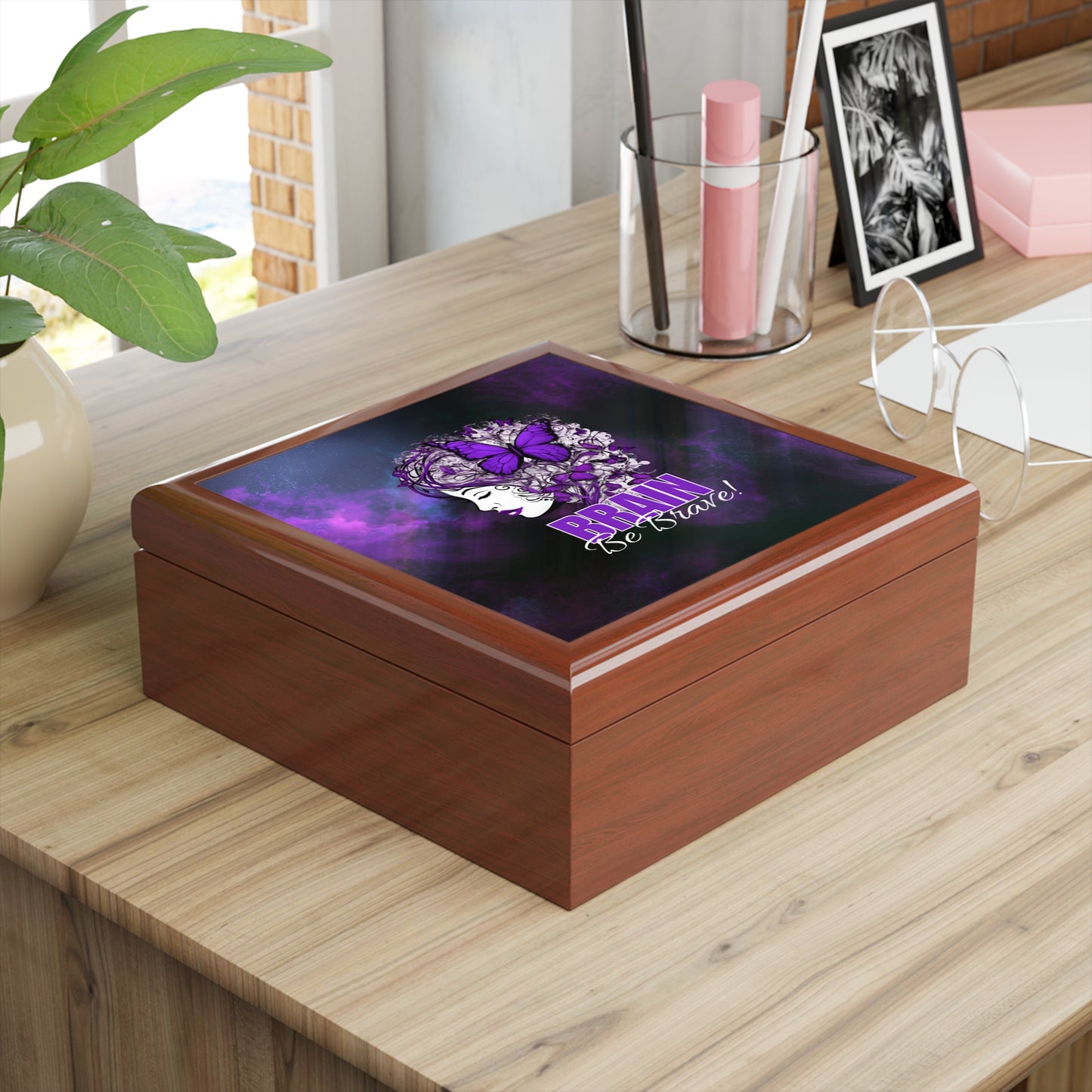 Purple Brain Be Brave Jewelry Box