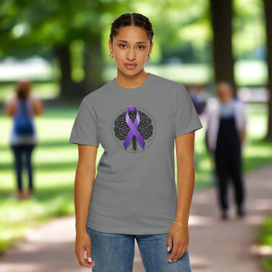 Purple Ribbon Brain Unisex Garment-Dyed T-shirt
