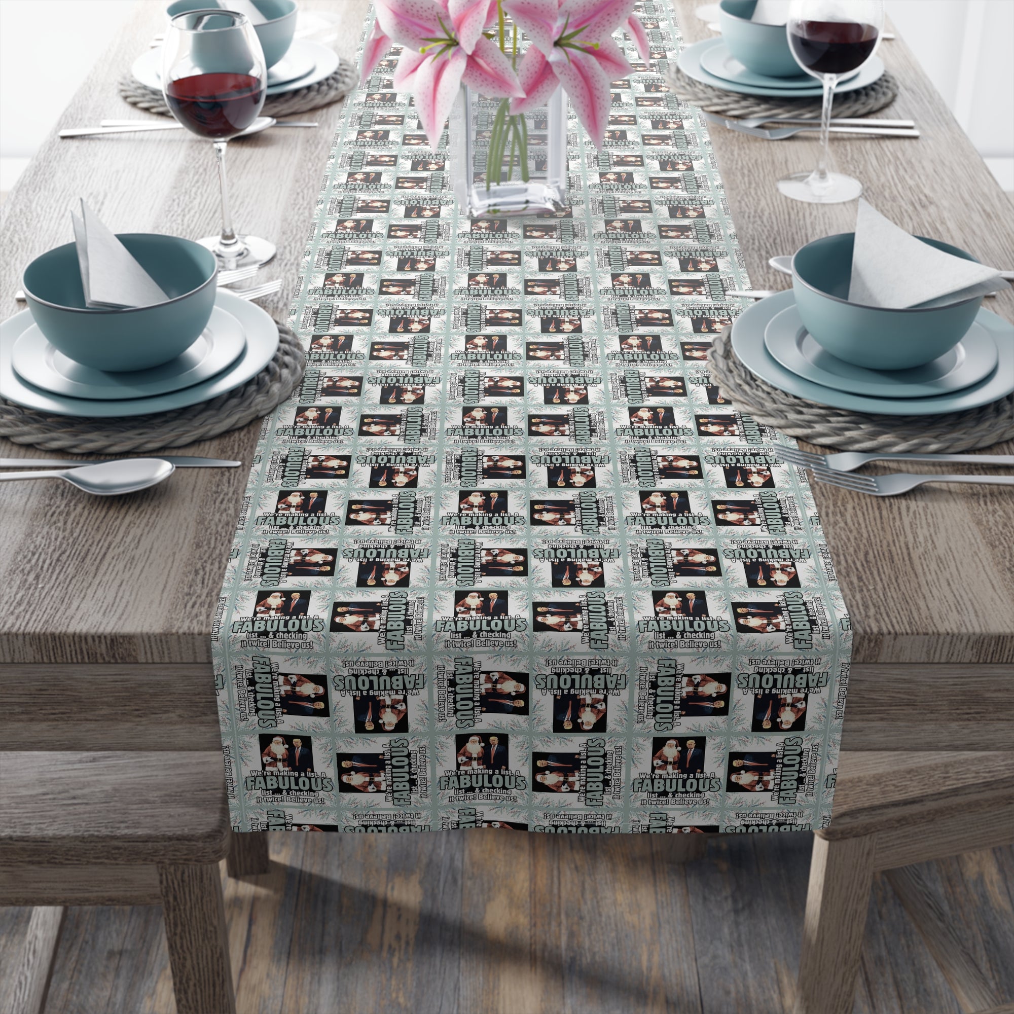 Trump Santa Fabulous List Christmas Table Runner