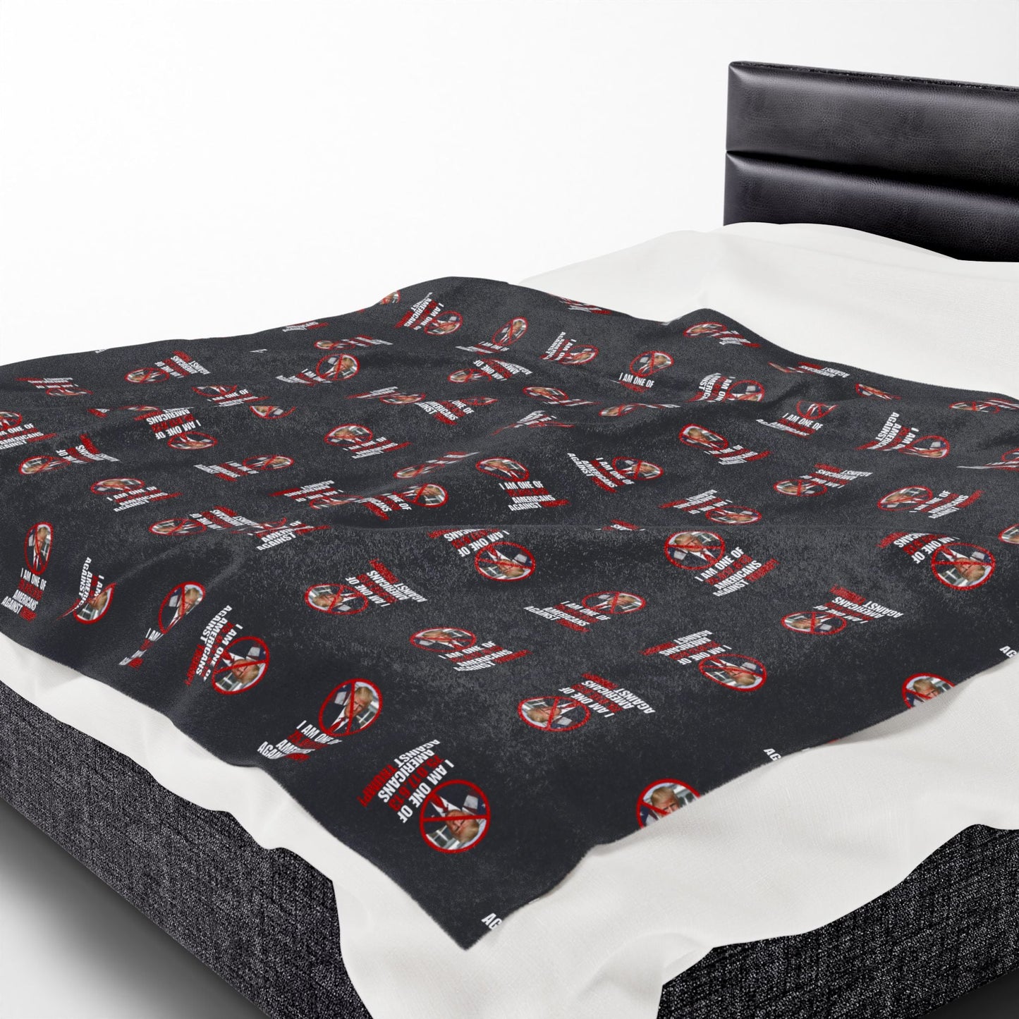 Cozy Velveteen Plush Blanket – Americans Against Trump Design Printify