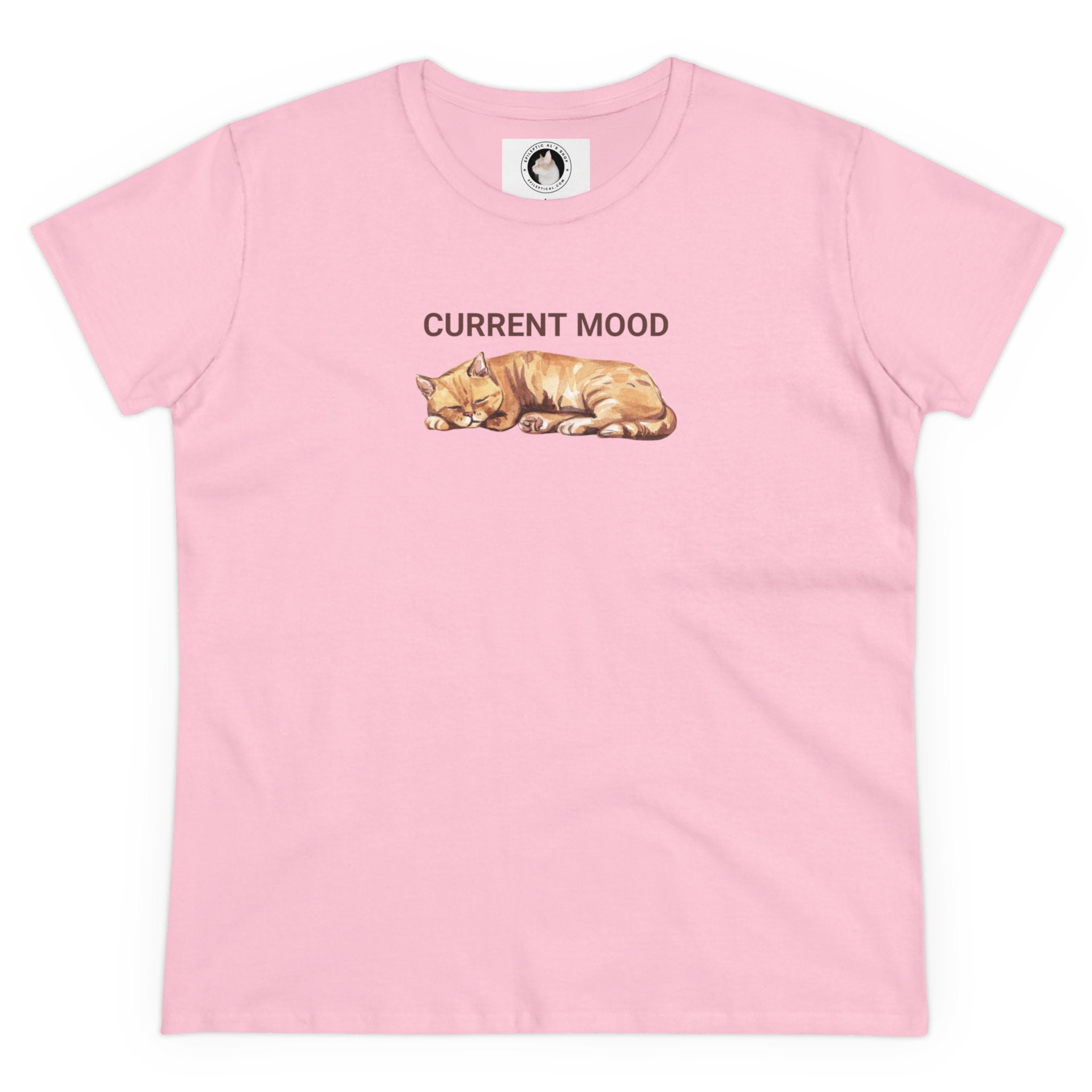 Photo depicting the Current Mood: Sleepy Women's Midweight Cotton Tee from EpiAl's Shop.