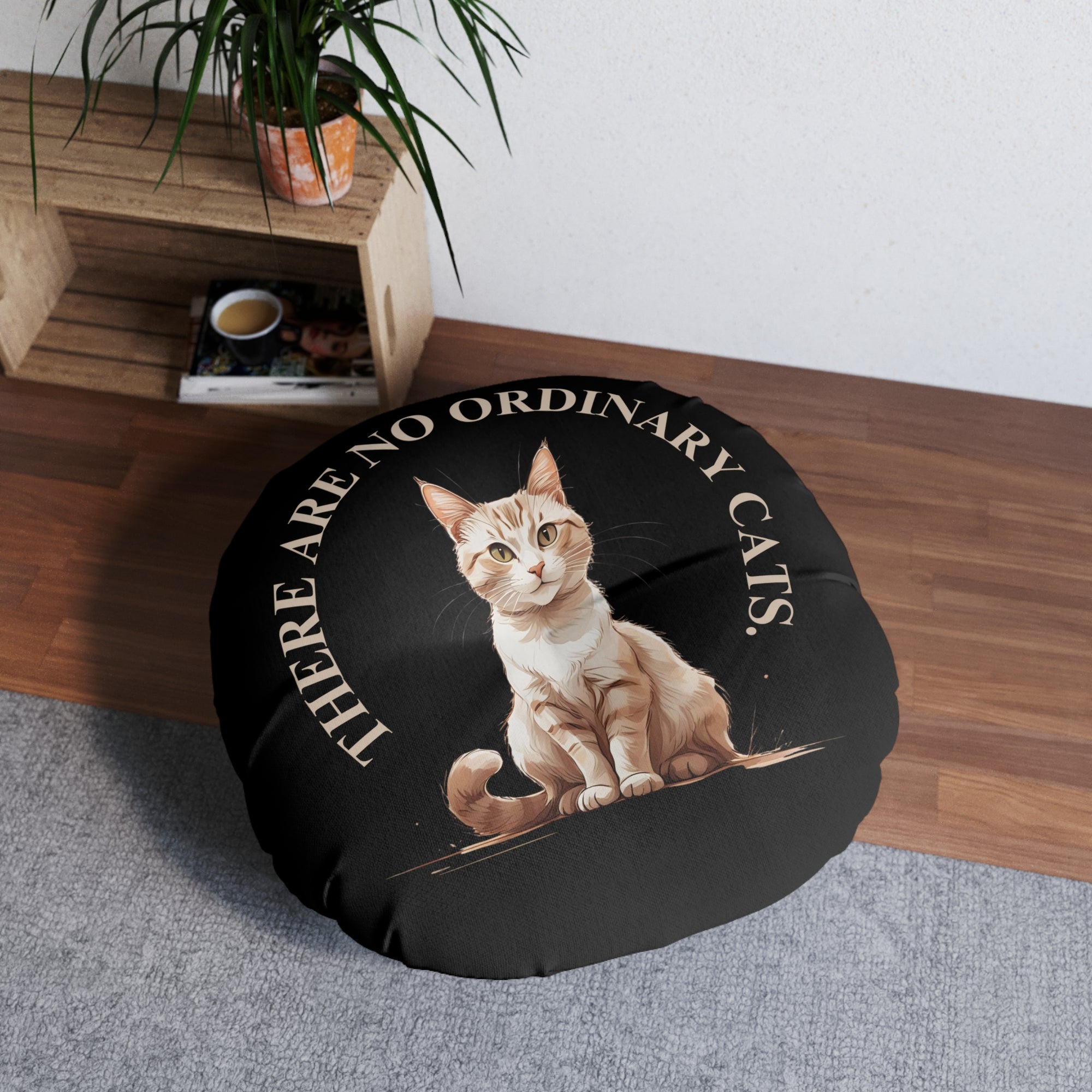Cat Lover's Tufted Floor Pillow, Unique Home Decor
