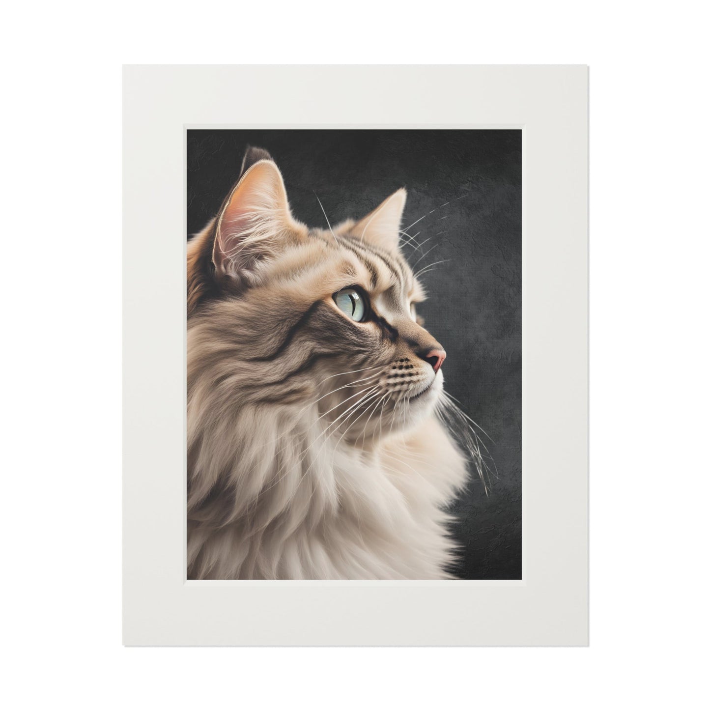 Gray Kitty Fine Art Print with Passepartout Frame Printify