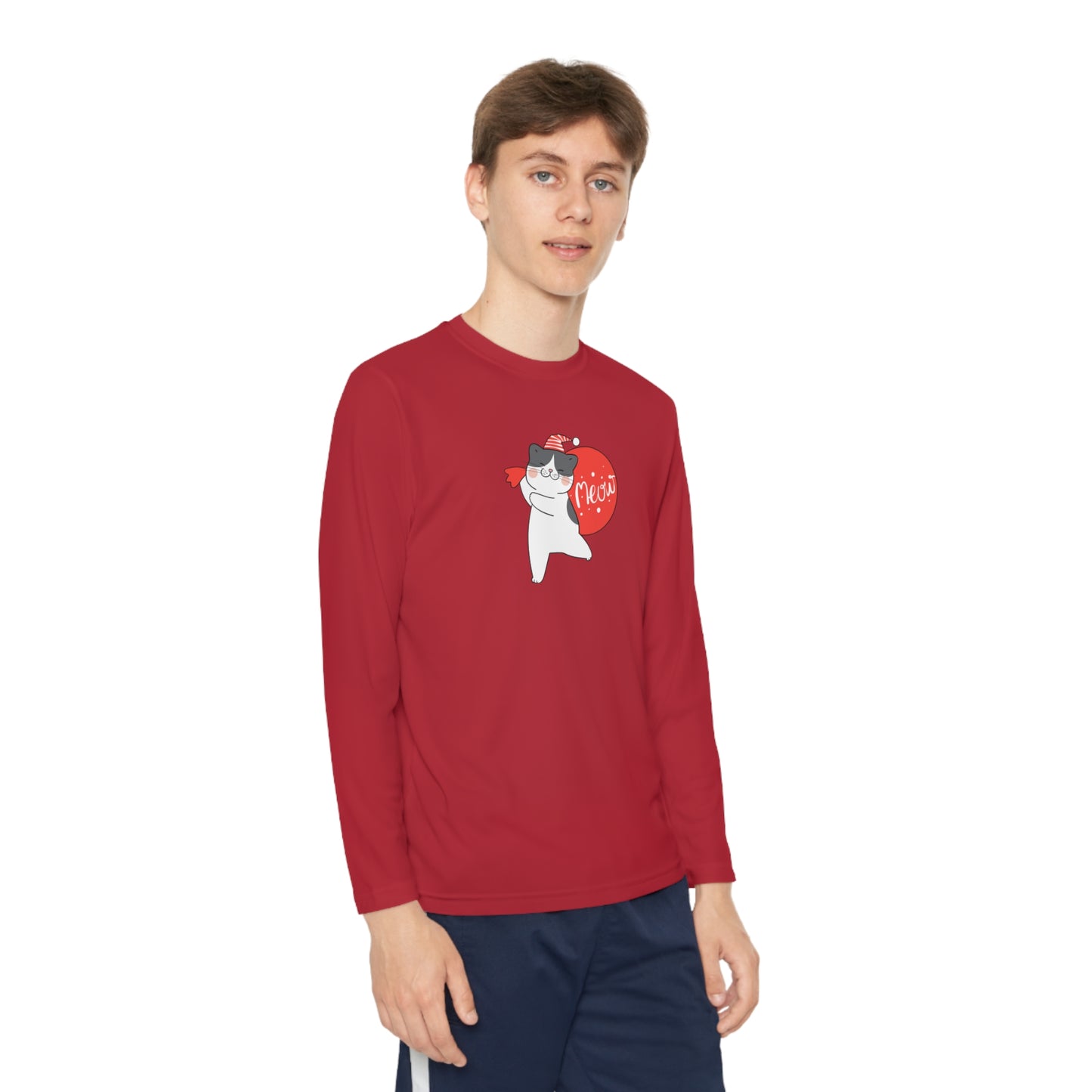 Santa Meow Youth Long Sleeve Competitor Tee - Kids clothes - Epileptic Al’s Shop