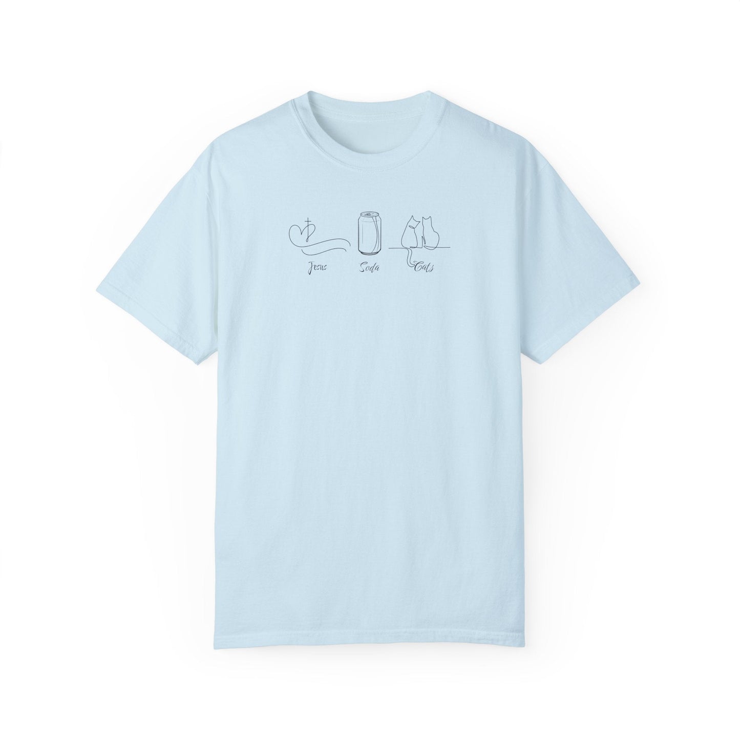 Jesus, Soda, Cats Unisex Garment-Dyed T-Shirt Printify