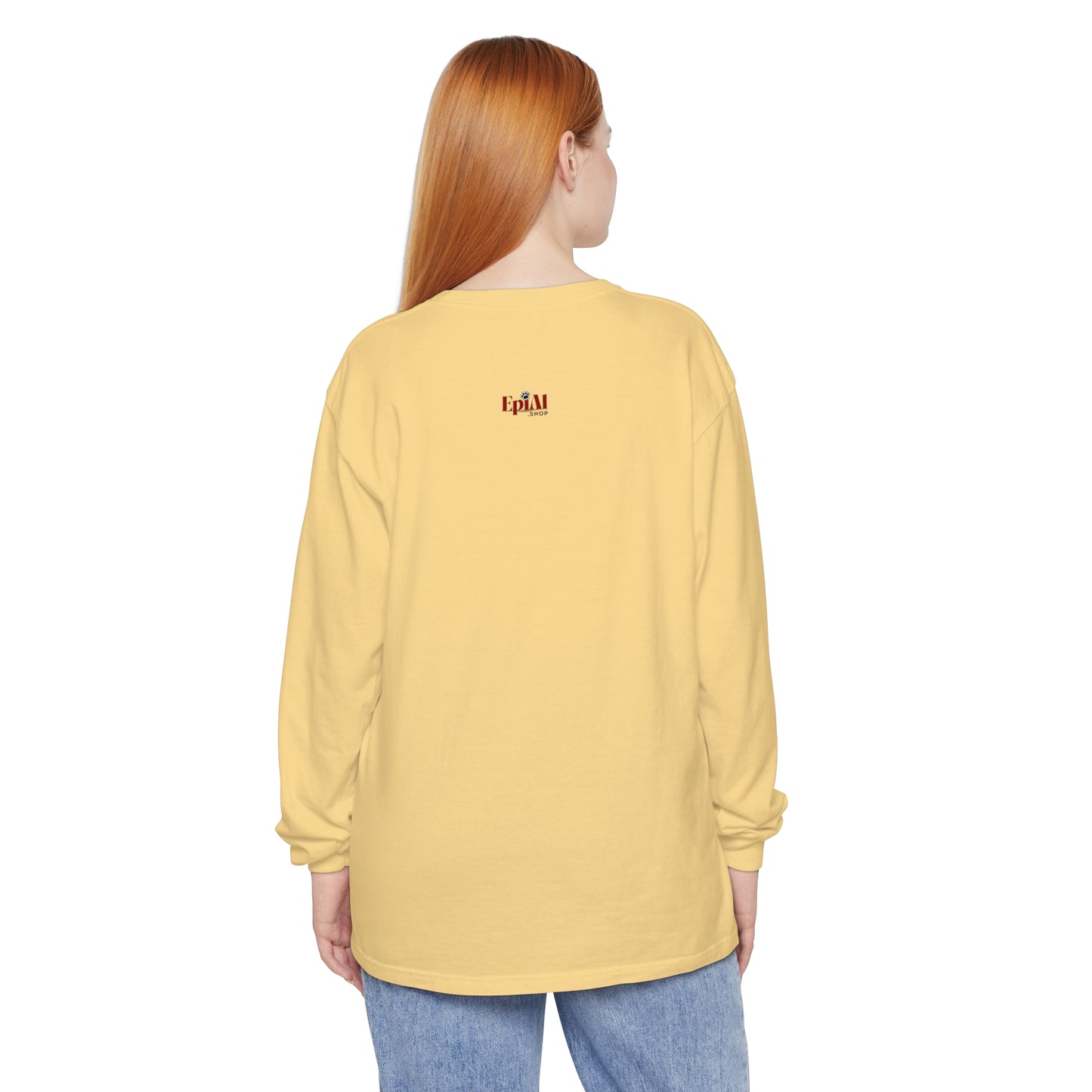 Cat Hair Accessorized Unisex Garment-dyed Long Sleeve T-Shirt