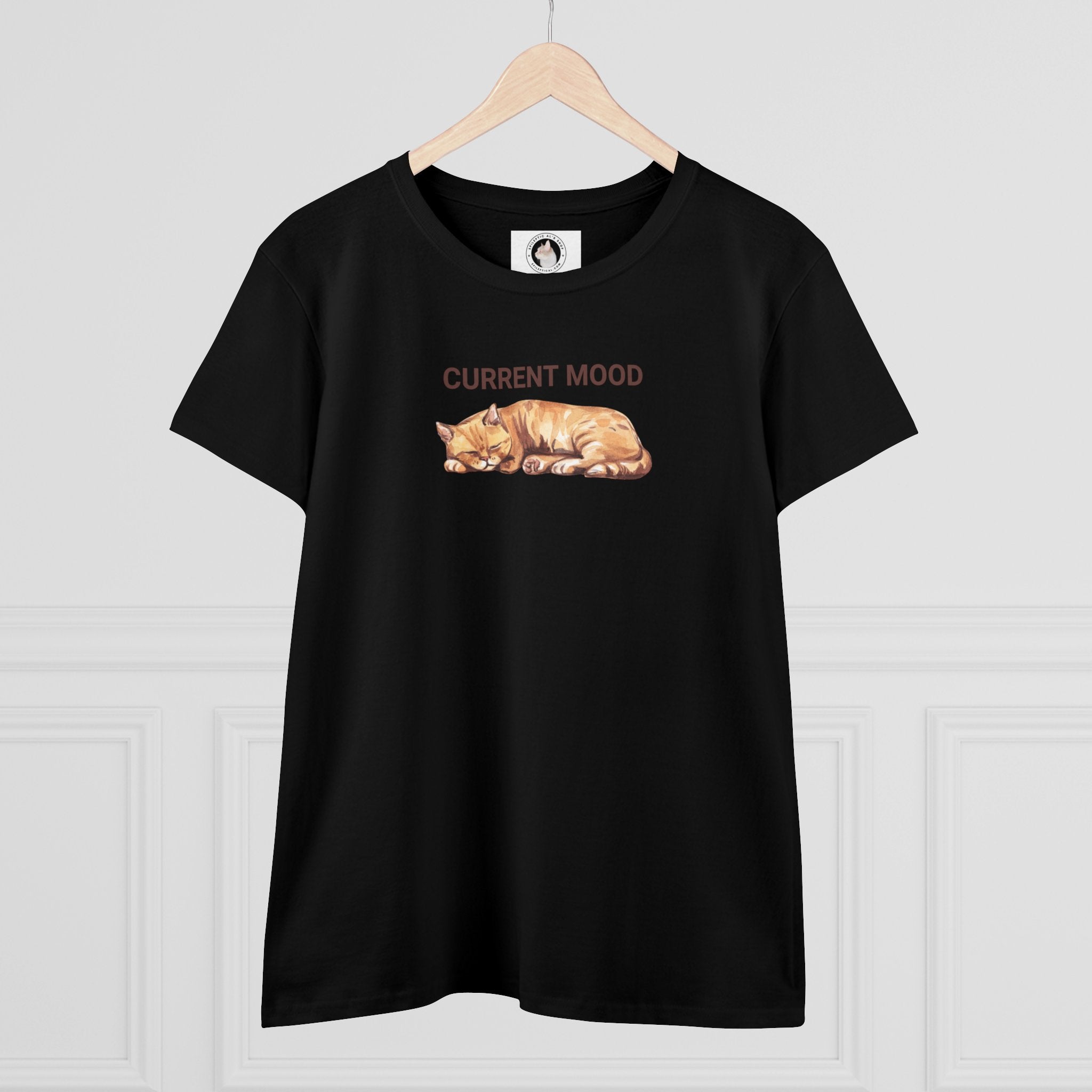 Photo depicting the Current Mood: Sleepy Women's Midweight Cotton Tee from EpiAl's Shop.