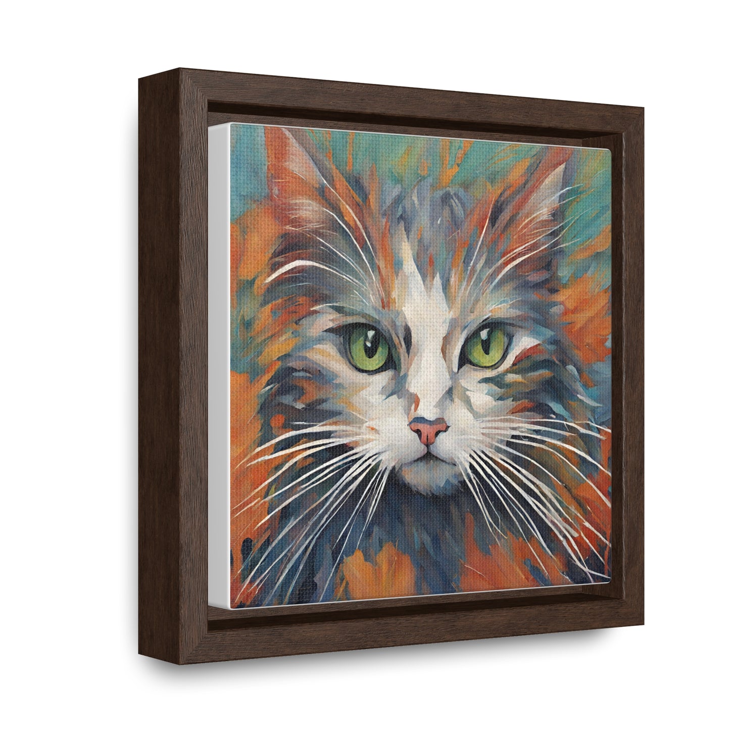 Watercolor Closeup Cat Gallery Canvas Wraps, Square Frame - Canvas - Epileptic Al’s Shop