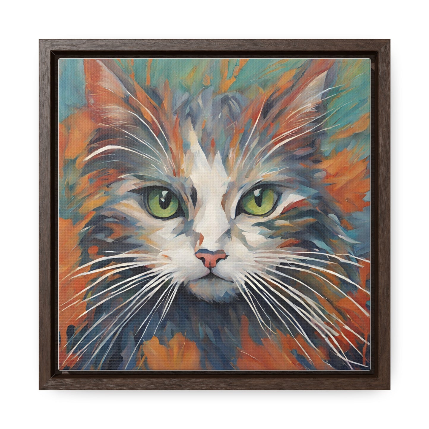 Watercolor Closeup Cat Gallery Canvas Wraps, Square Frame - Canvas - Epileptic Al’s Shop