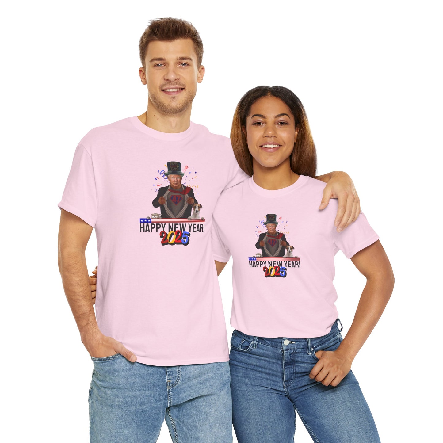 Trump Happy New Year 2025 Unisex Heavy Cotton Tee