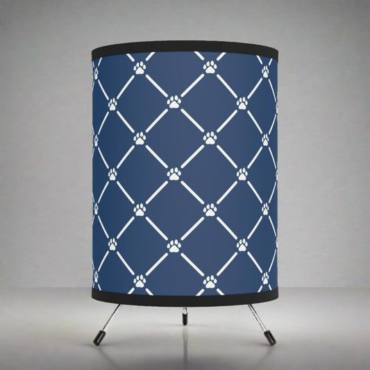 Blue & White Tripod Lamp with High-Res Printed Shade, US\CA plug.