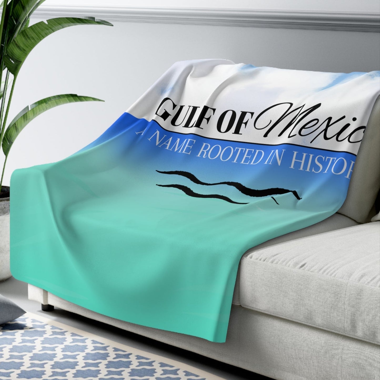 Gulf of Mexico Sherpa Fleece Blanket Printify