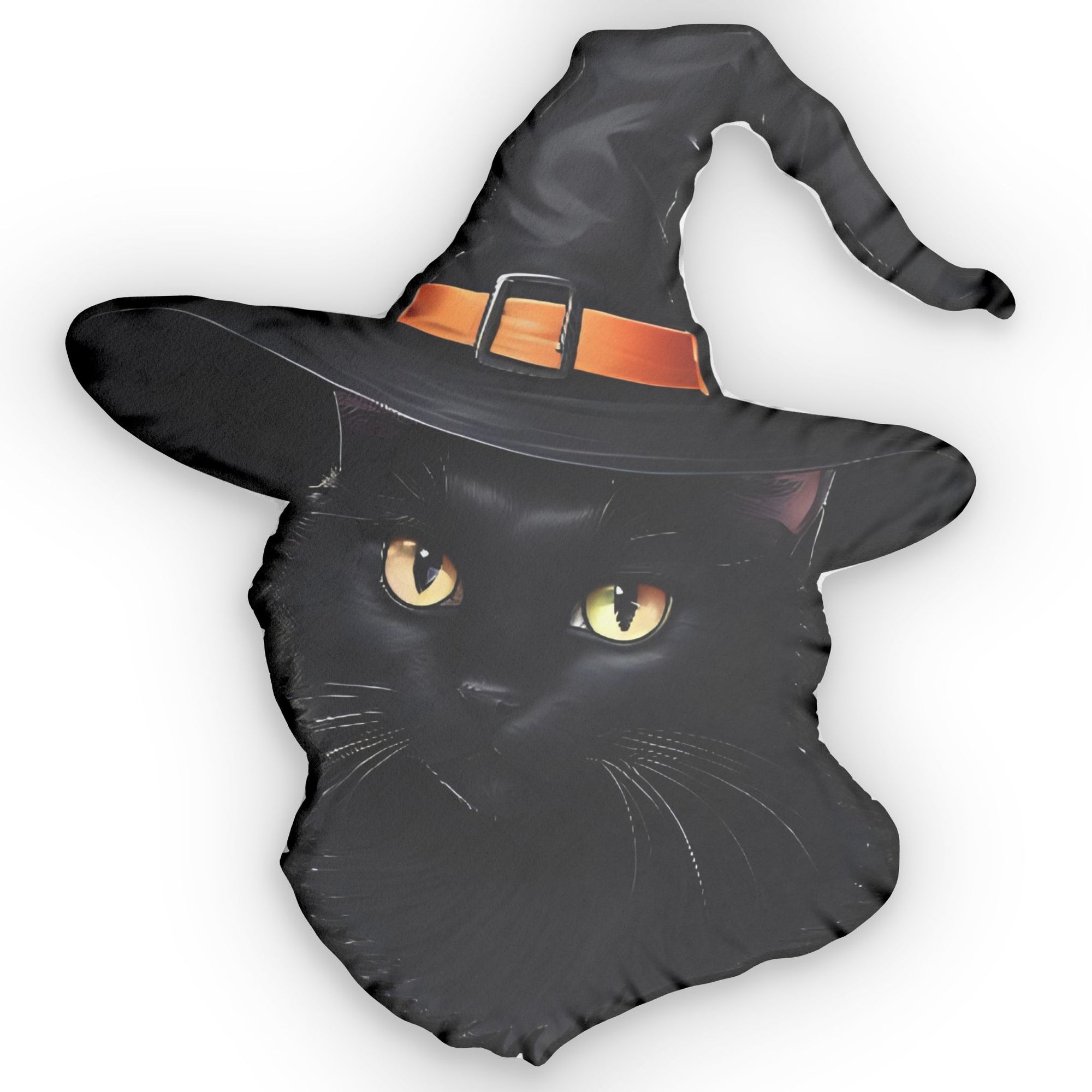 Whimsical Witch Cat Pillow Halloween Decor