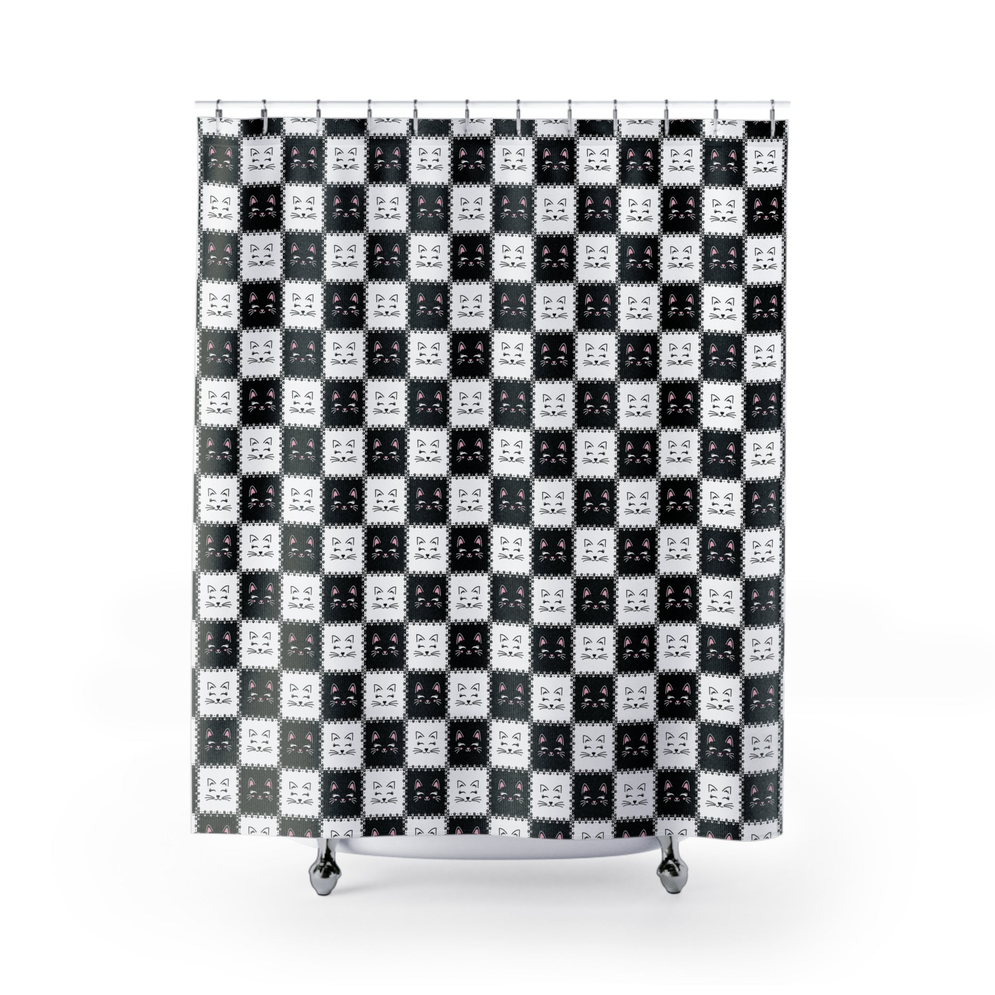 Checkerboard Kitties Shower Curtains - EpiAl's Shop