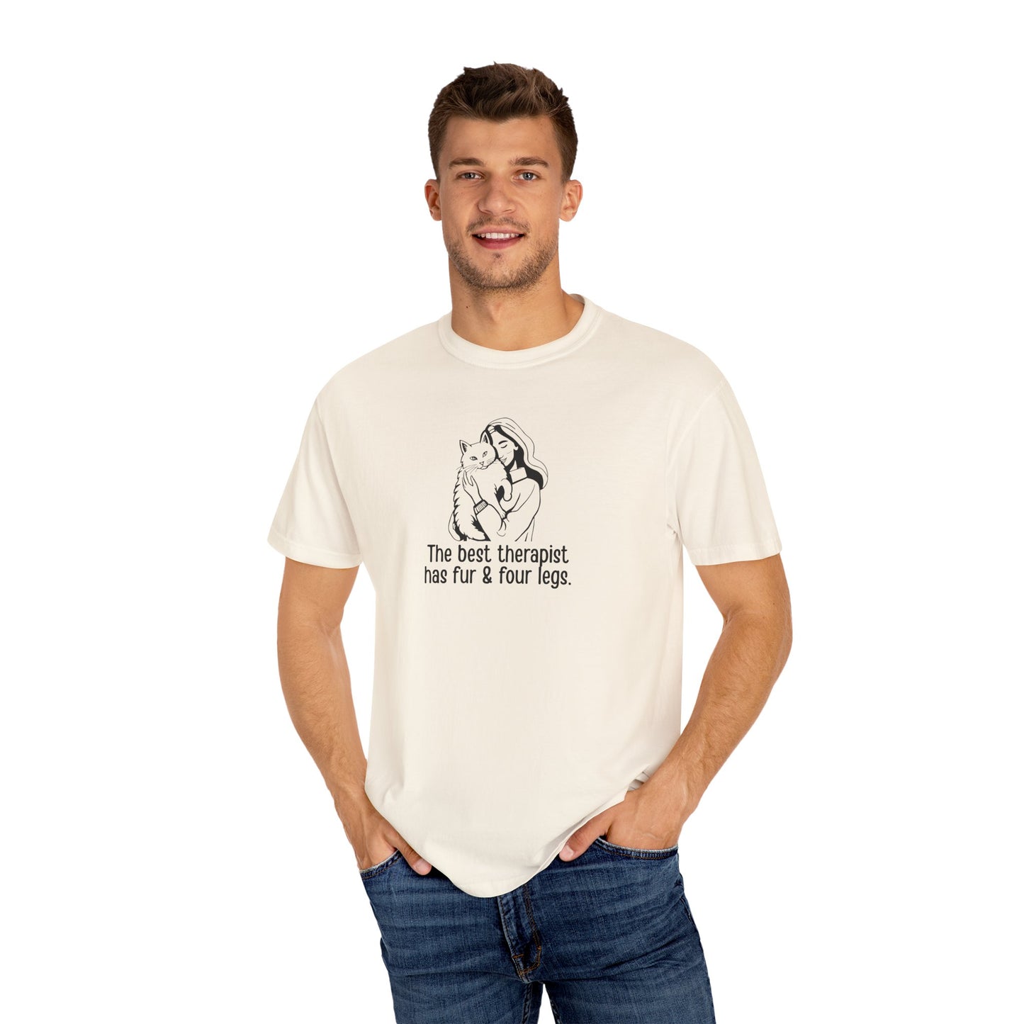Cute Animal Therapy Unisex T-Shirt - "The Best Therapist Has Fur & Four Legs"