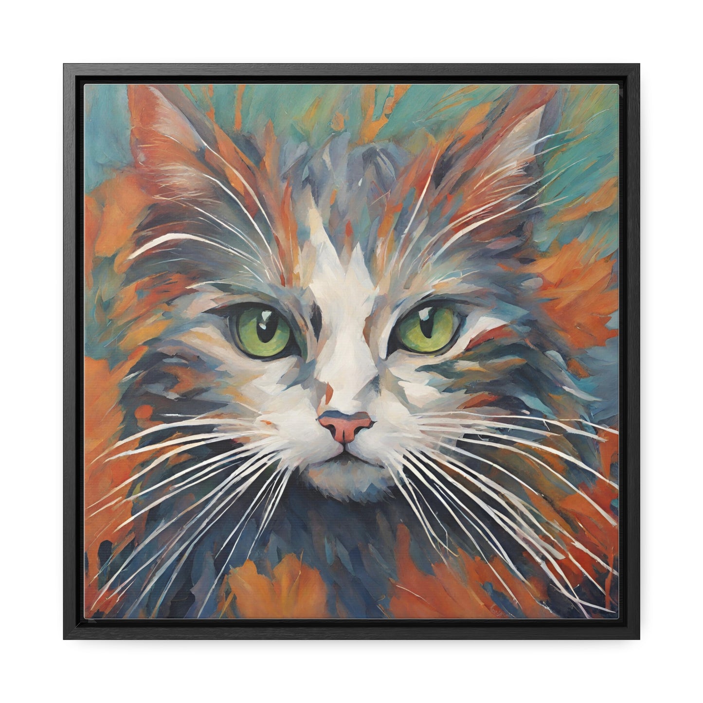 Watercolor Closeup Cat Gallery Canvas Wraps, Square Frame - Canvas - Epileptic Al’s Shop