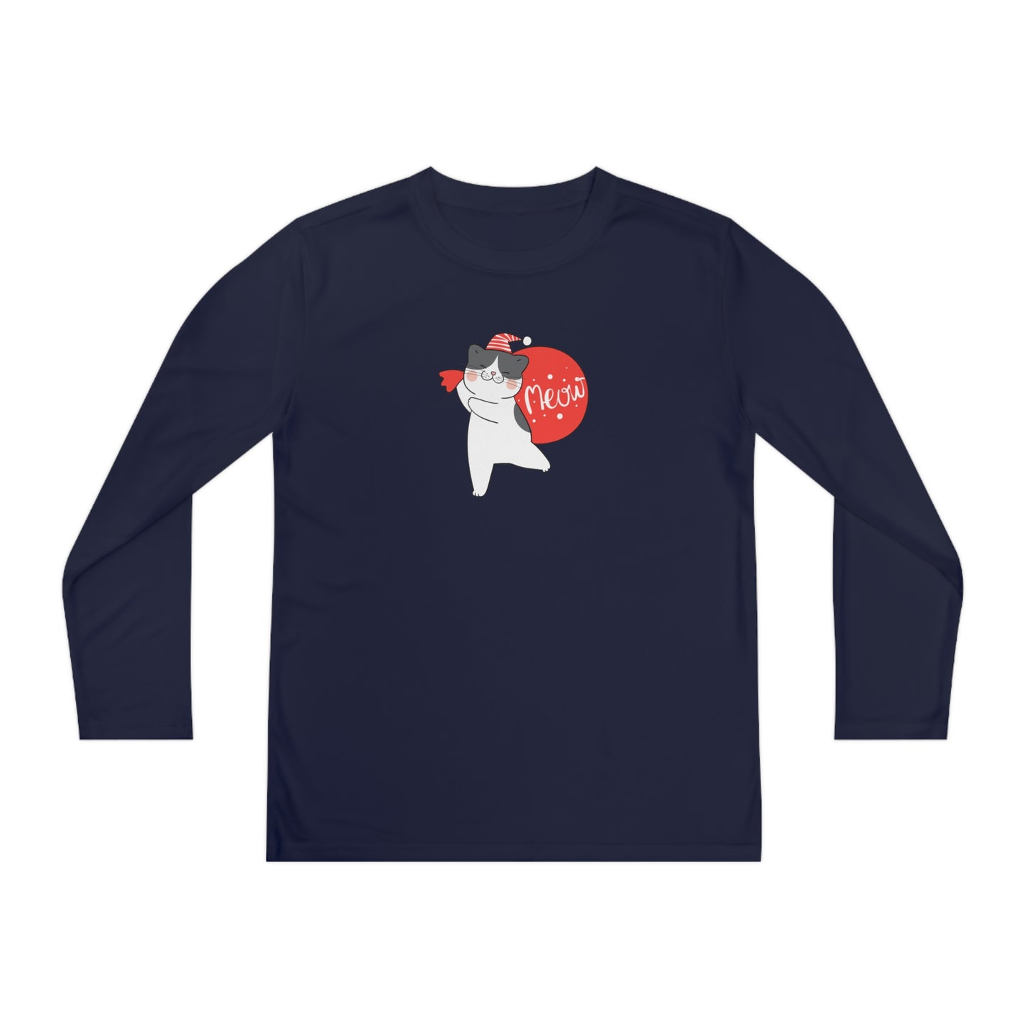Santa Meow Youth Long Sleeve Competitor Tee - Kids clothes - Epileptic Al’s Shop
