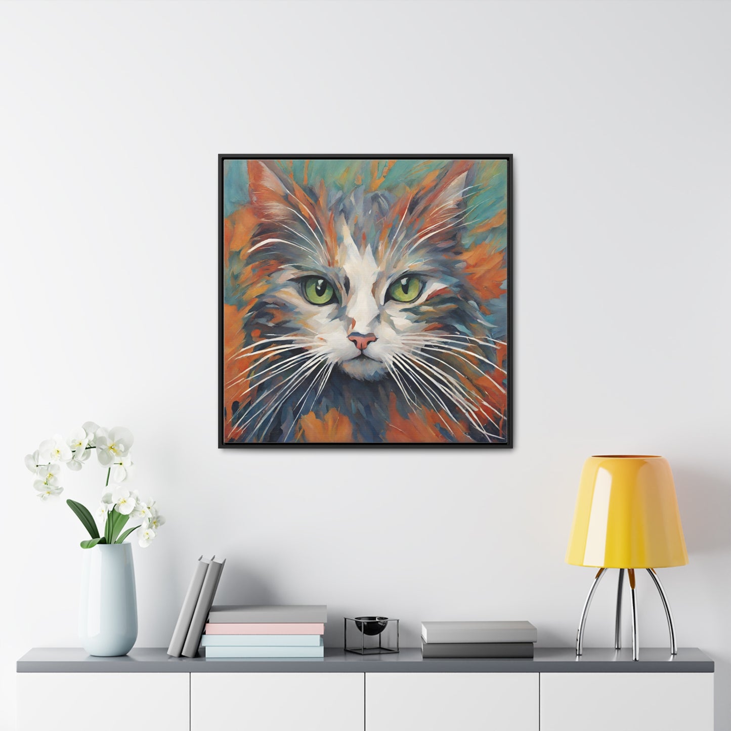 Watercolor Closeup Cat Gallery Canvas Wraps, Square Frame - Canvas - Epileptic Al’s Shop