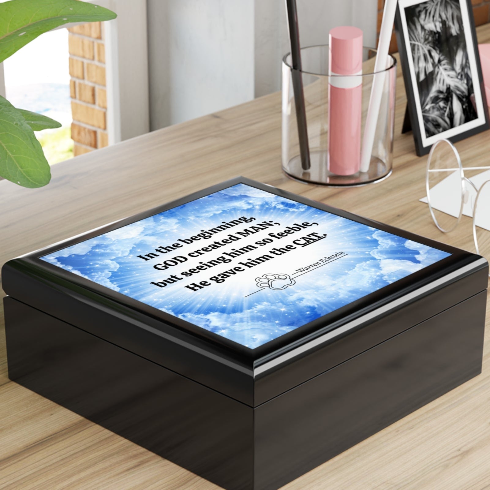 In the Beginning Cat Lover Jewelry Box
