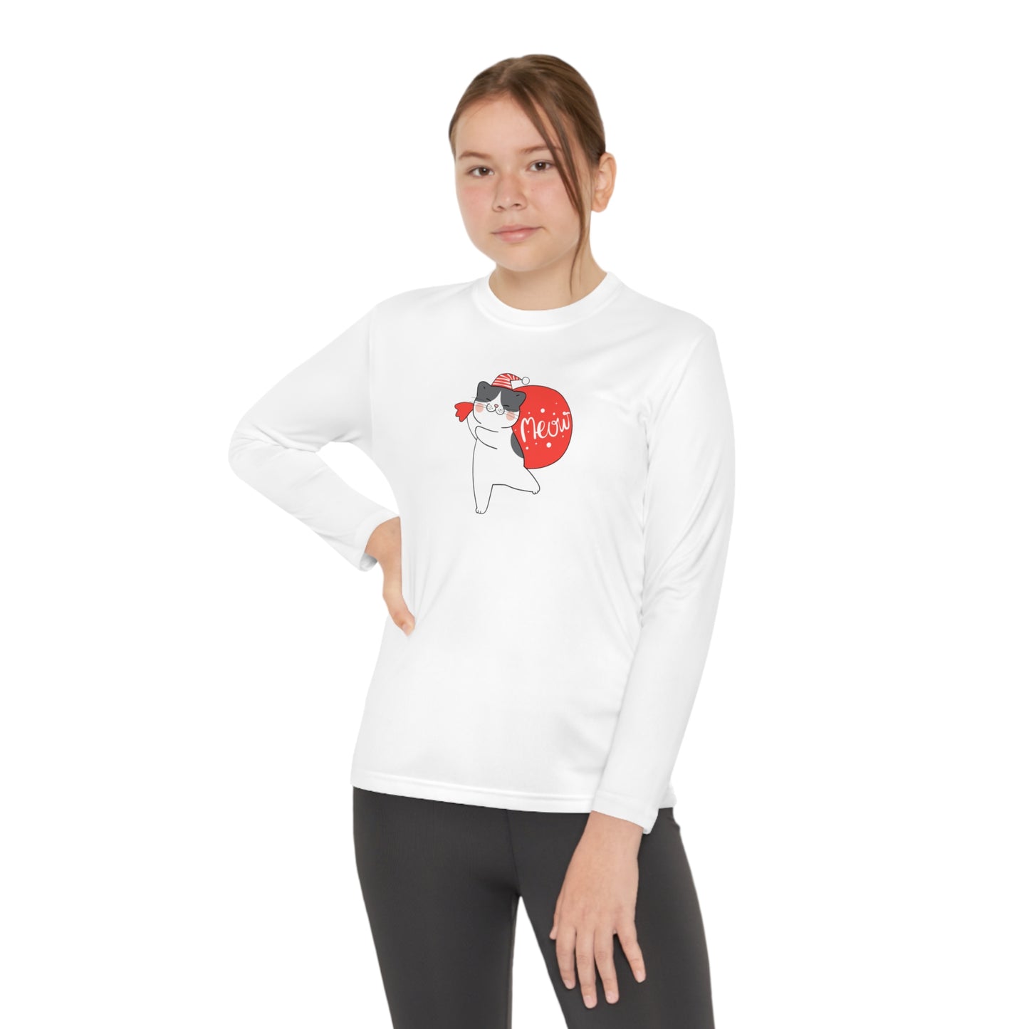 Santa Meow Youth Long Sleeve Competitor Tee - Kids clothes - Epileptic Al’s Shop