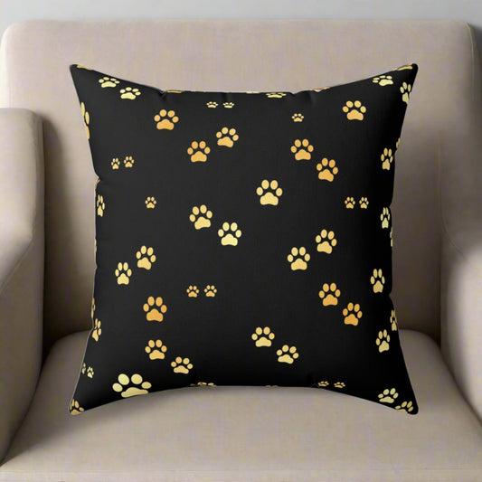 Gold Paws Spun Polyester Square Pillow