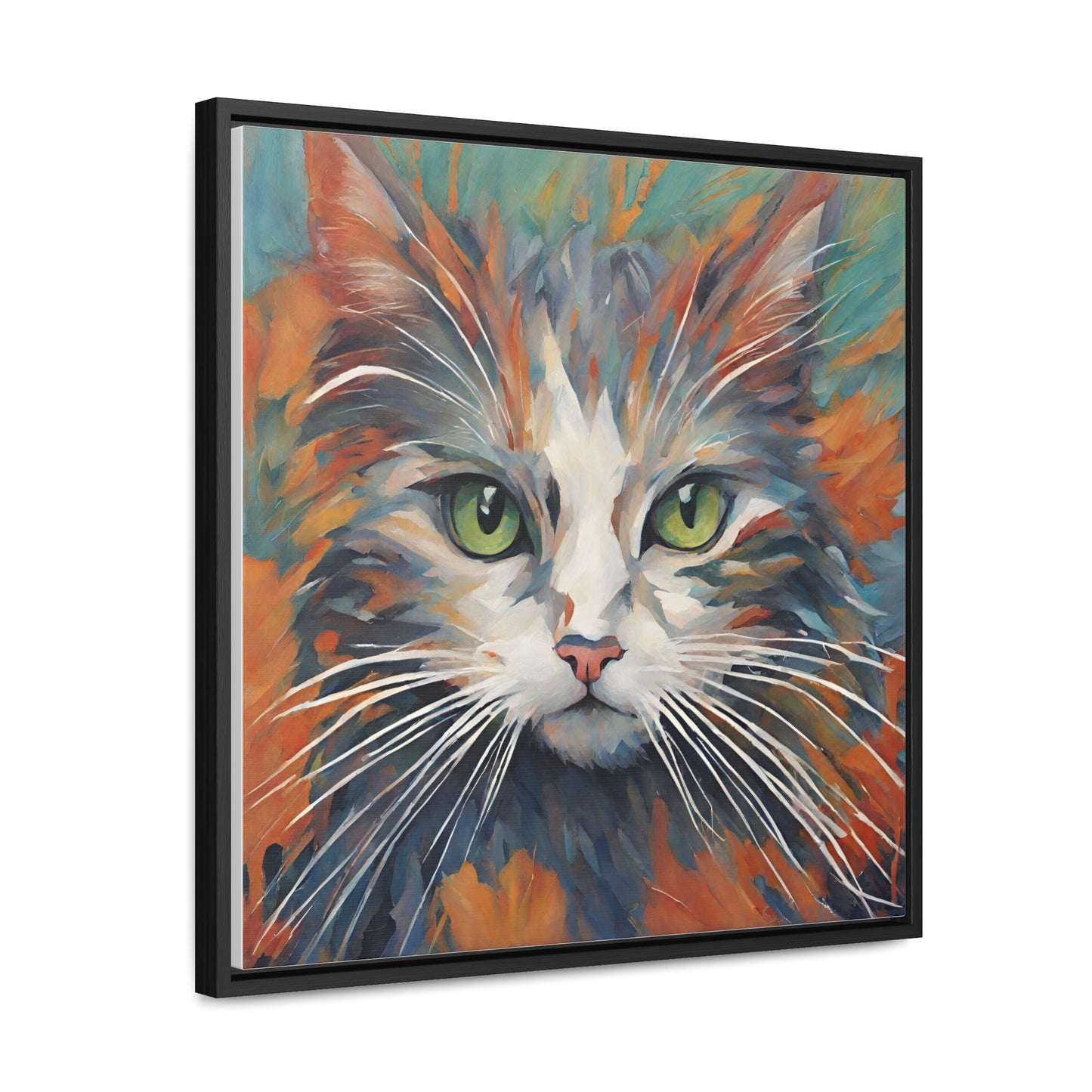Watercolor Closeup Cat Gallery Canvas Wraps, Square Frame - Canvas - Epileptic Al’s Shop