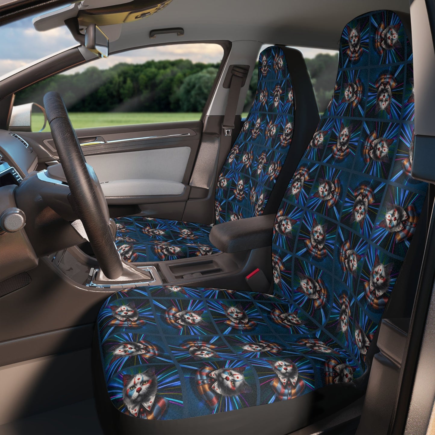Clown Cat Car Seat Covers Printify
