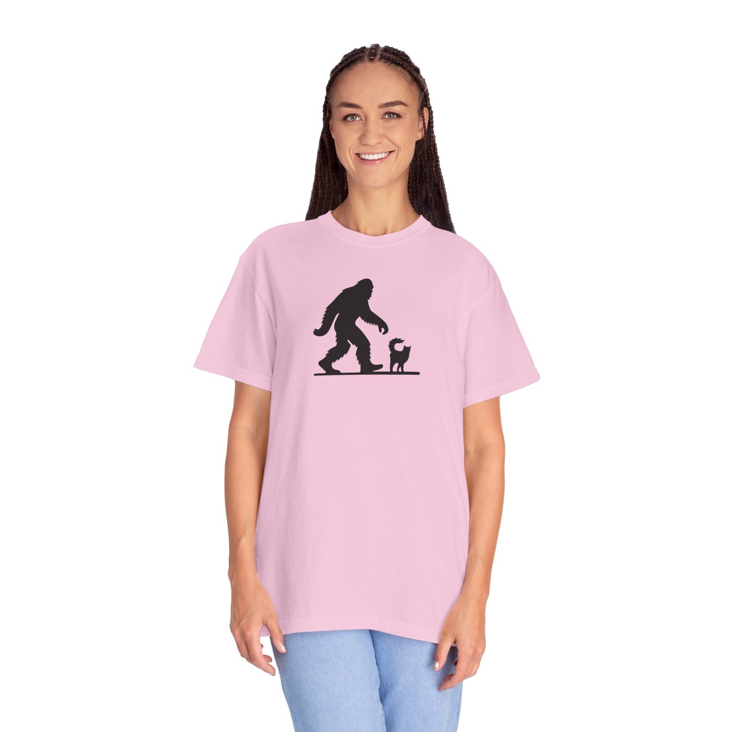 Bigfoot & Cat Unisex Garment-Dyed T-Shirt - Fun Casual Wear