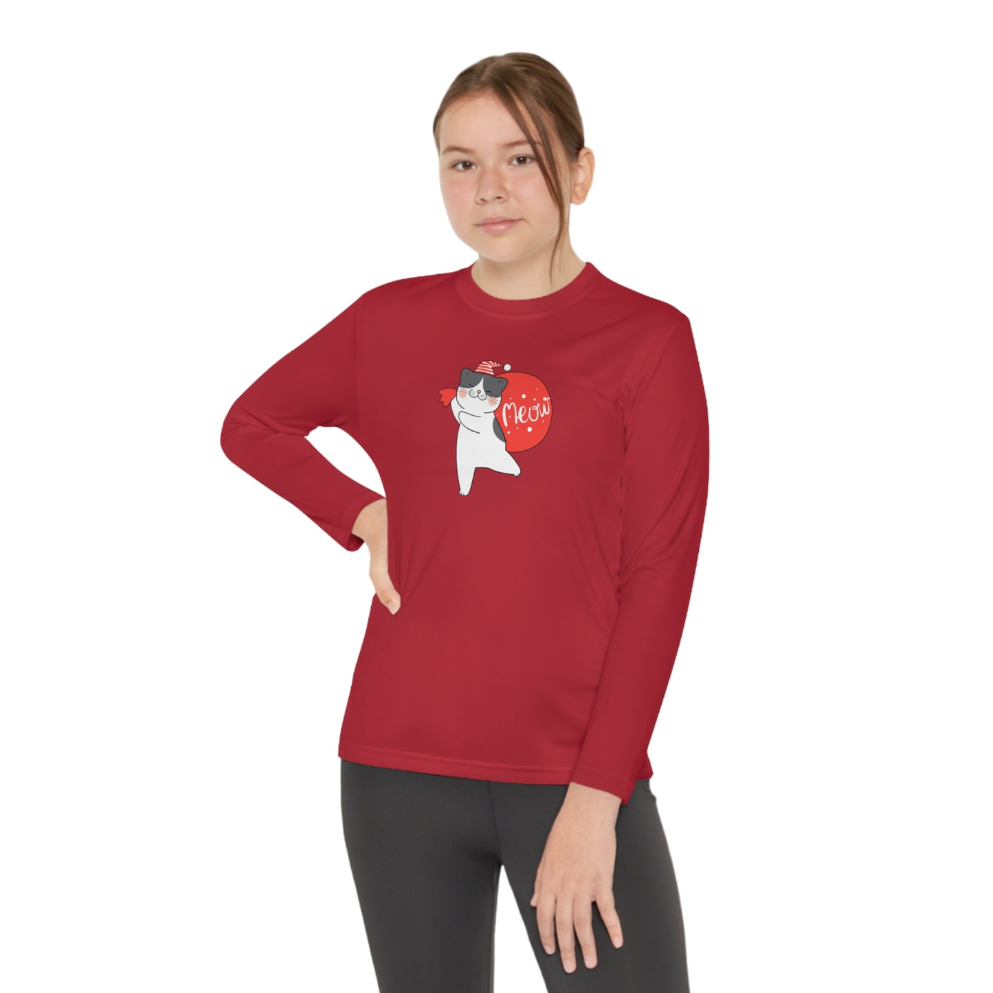 Santa Meow Youth Long Sleeve Competitor Tee - Kids clothes - Epileptic Al’s Shop