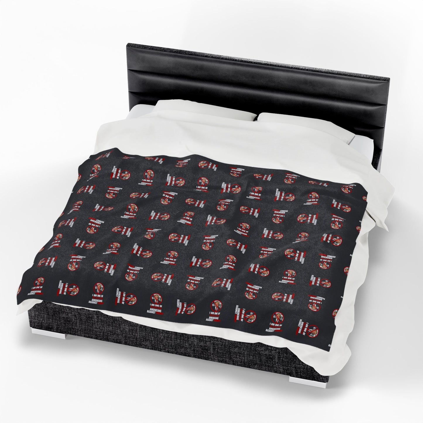 Cozy Velveteen Plush Blanket – Americans Against Trump Design Printify