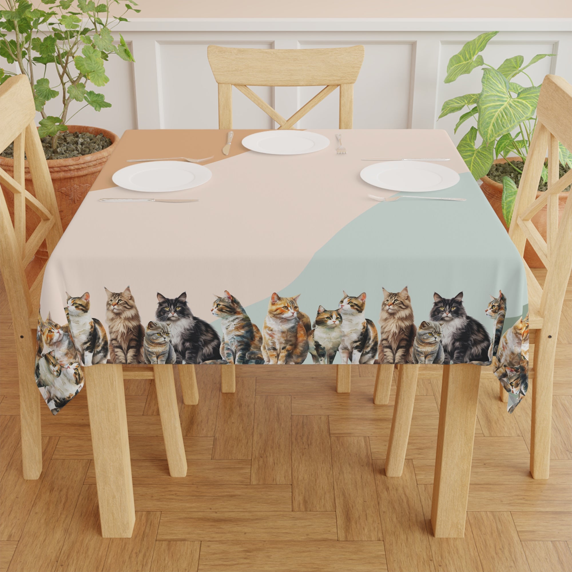 Watercolor Cat Lover's Tablecloth