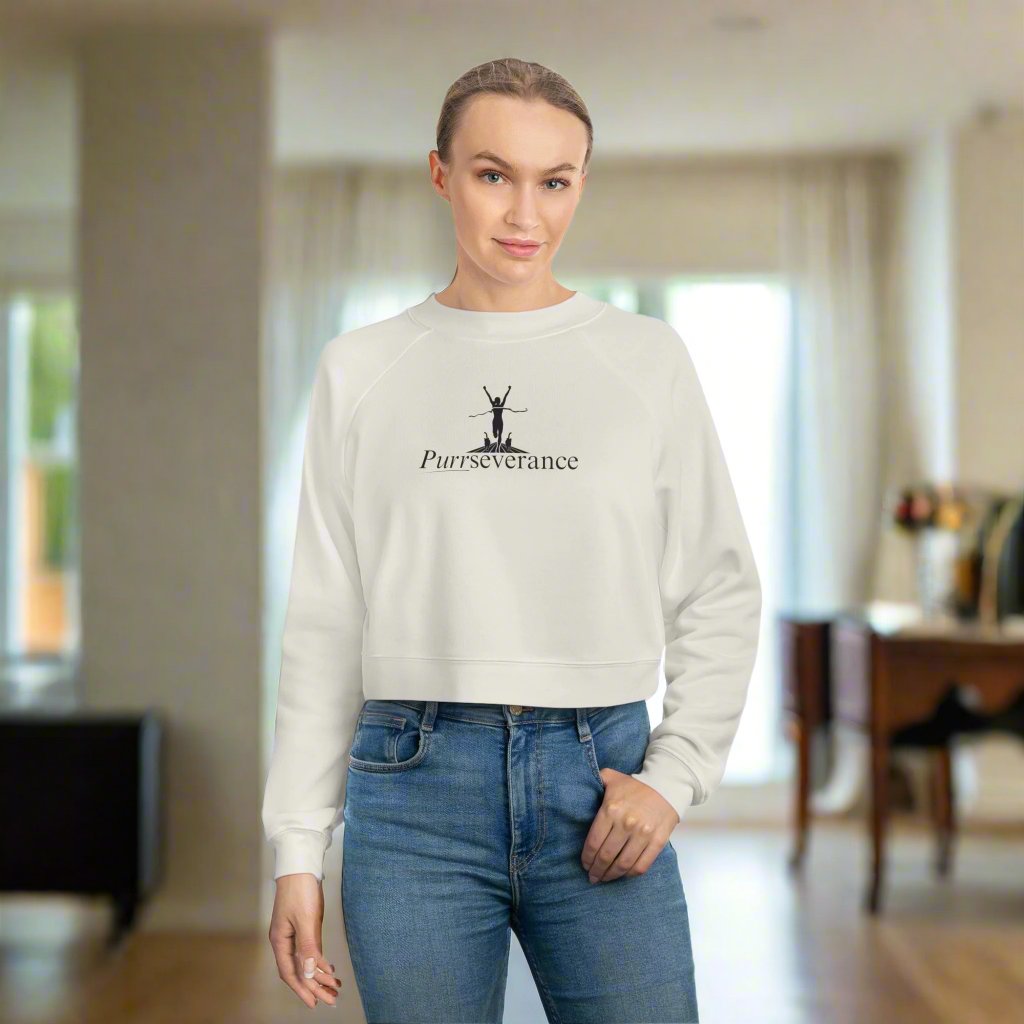Purrseverance Women's Cropped Fleece Pullover