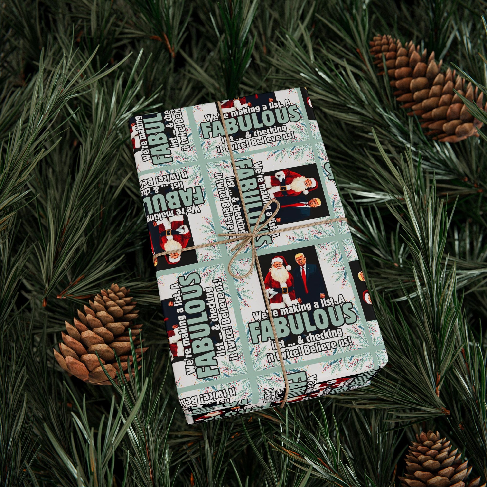 Trump Santa Fabulous List Wrapping Paper Roll