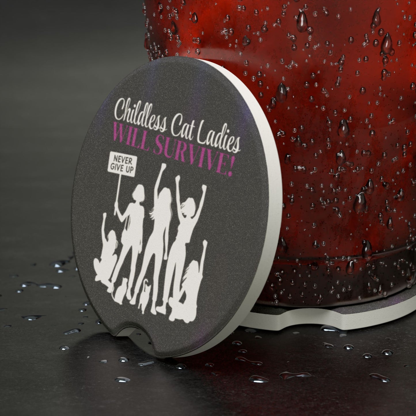 Childless Cat Ladies WILL Survive Soapstone Car Coaster