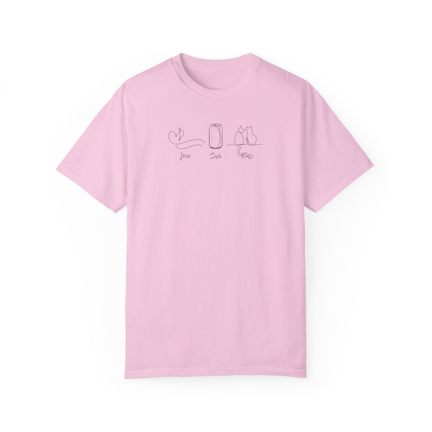 Jesus, Soda, Cats Unisex Garment-Dyed T-Shirt Printify