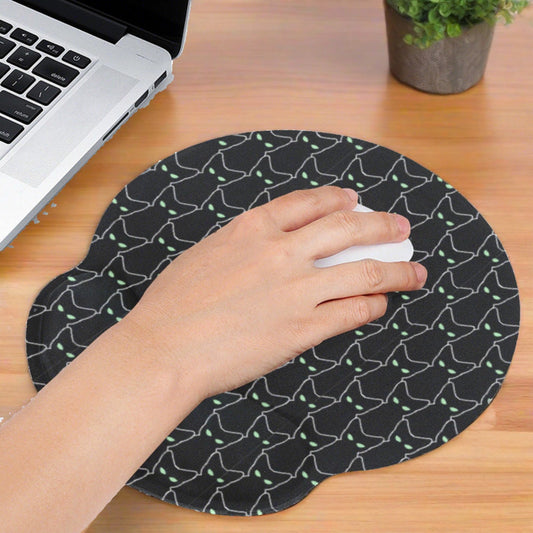 Green Eyed Black Kitties Mousepad with Wrist Rest