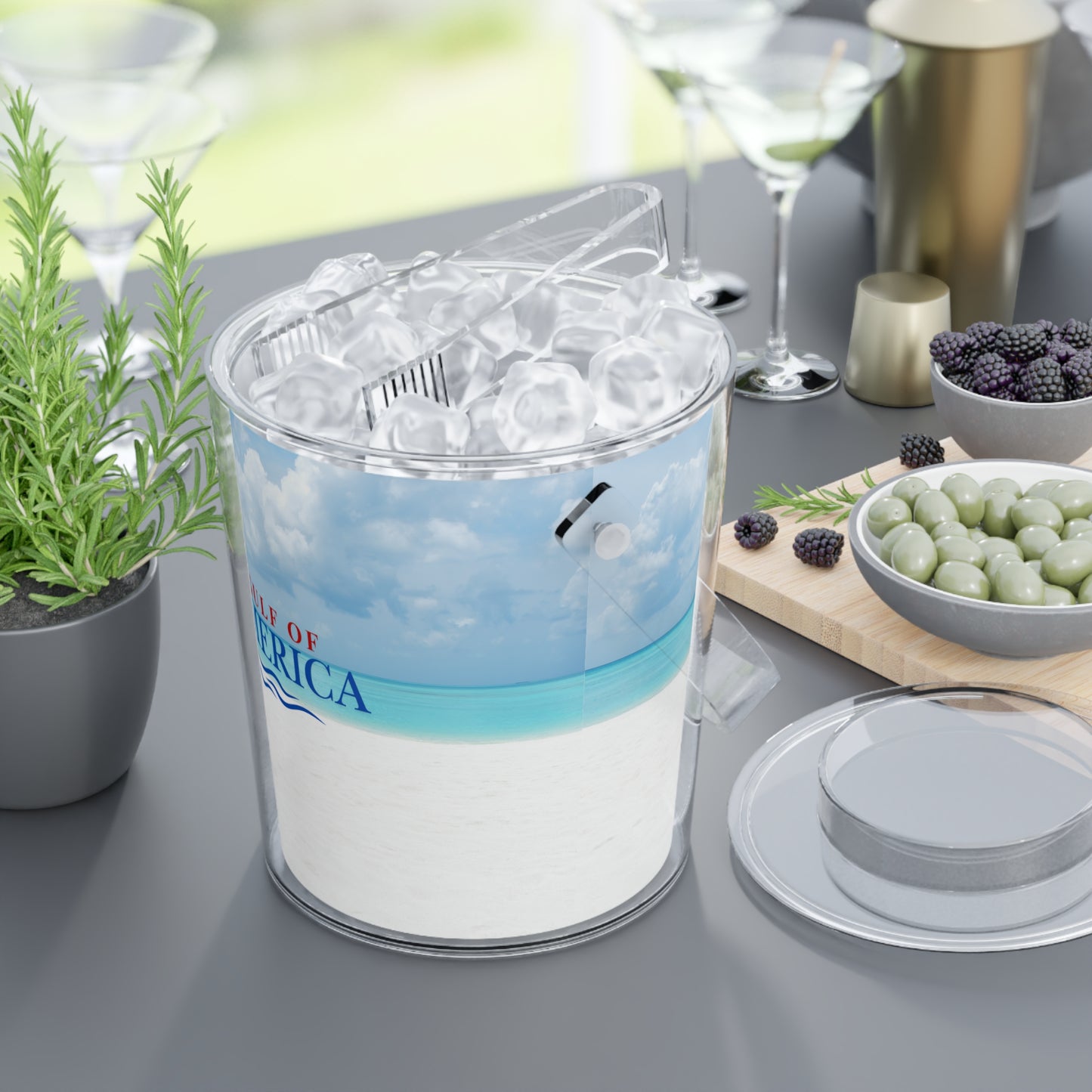 Gulf of America Ice Bucket with Tongs