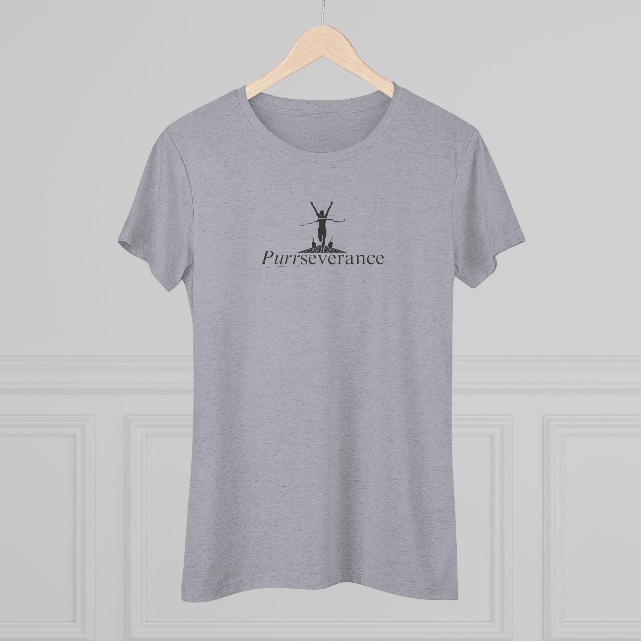 Photo depicting the Purrseverance Women's Triblend Tee from EpiAl's Shop.