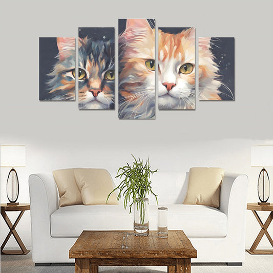 Kitty Friends Canvas Wall Art Prints (No Frame) 5-Pieces/Set A