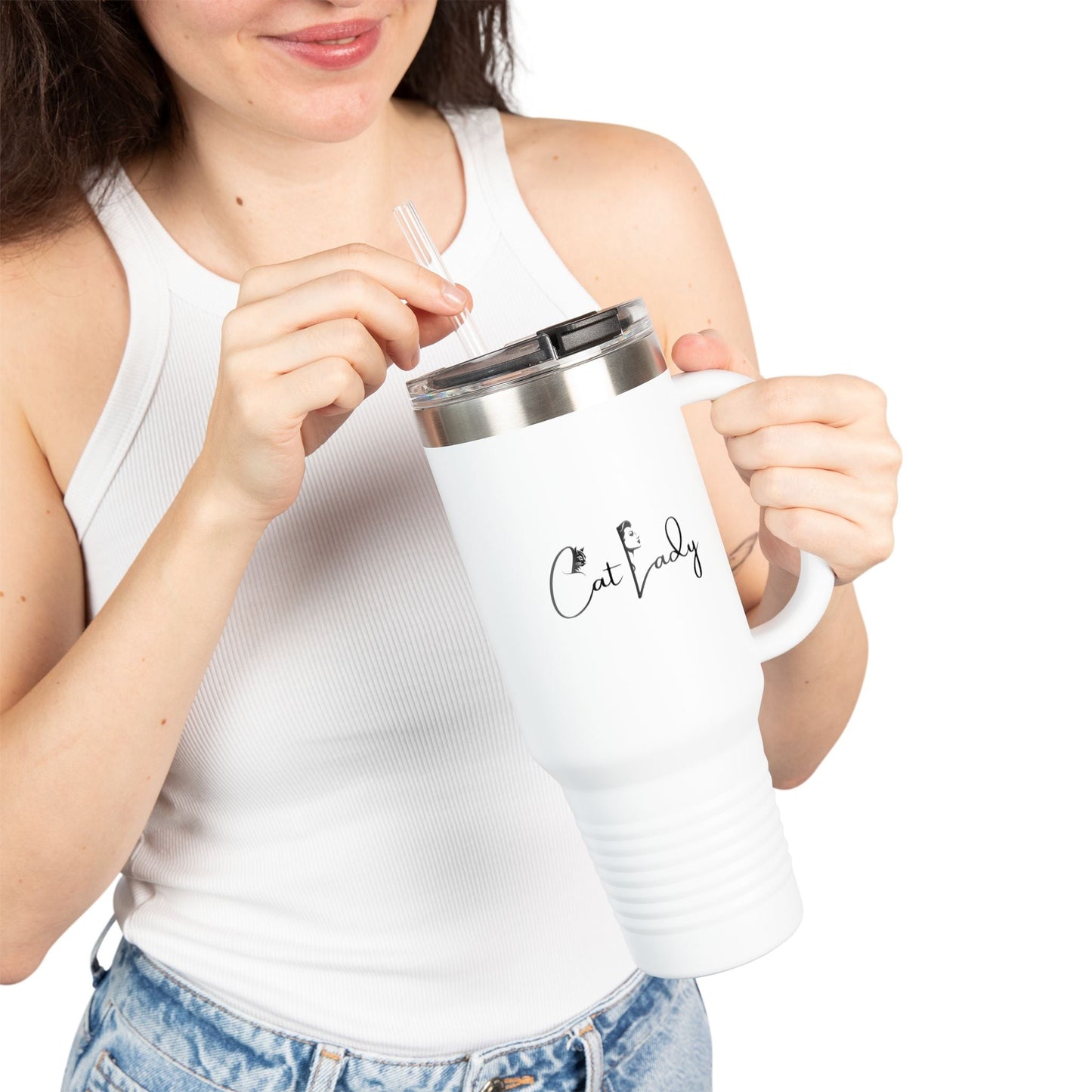 Cat Lady Insulated Travel Mug - 40oz Coffee Tumbler for Cat Lovers Printify