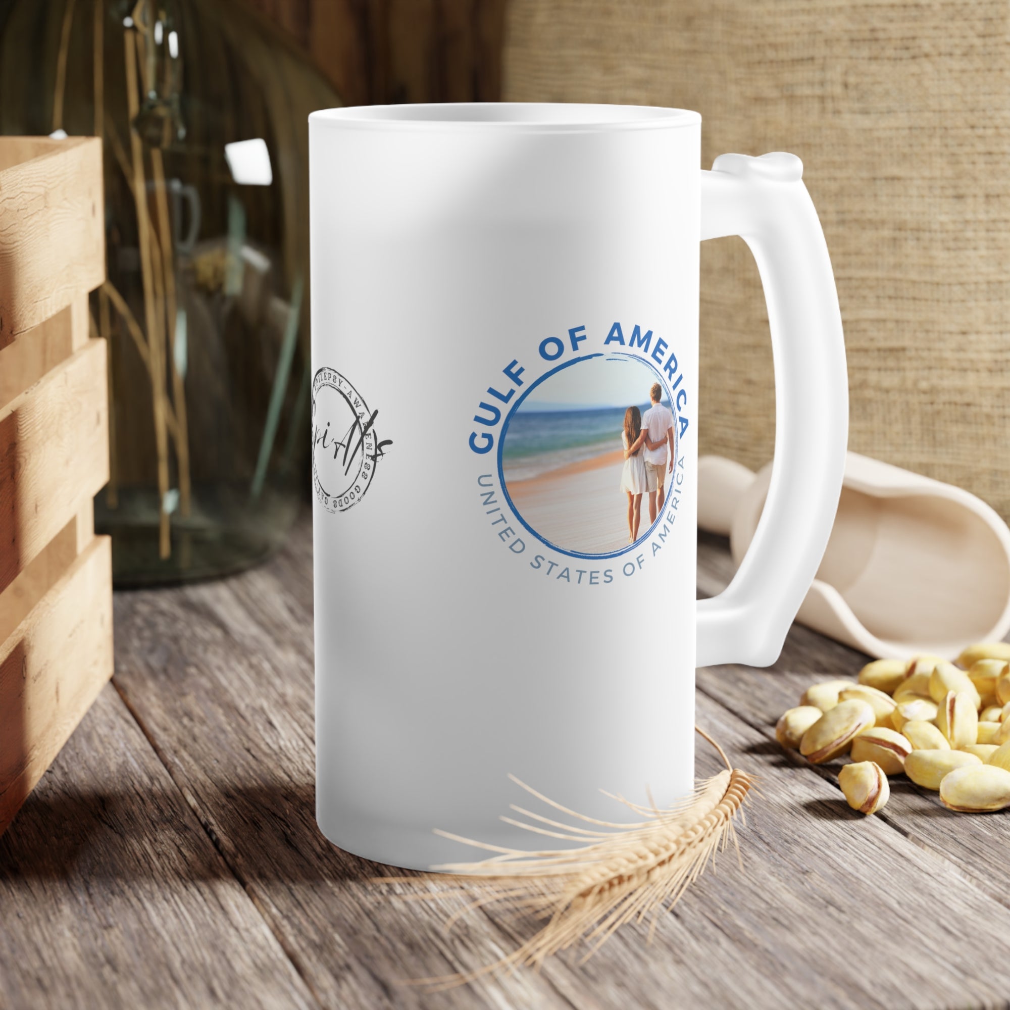 American Gulf USA Frosted Glass Beer Mug