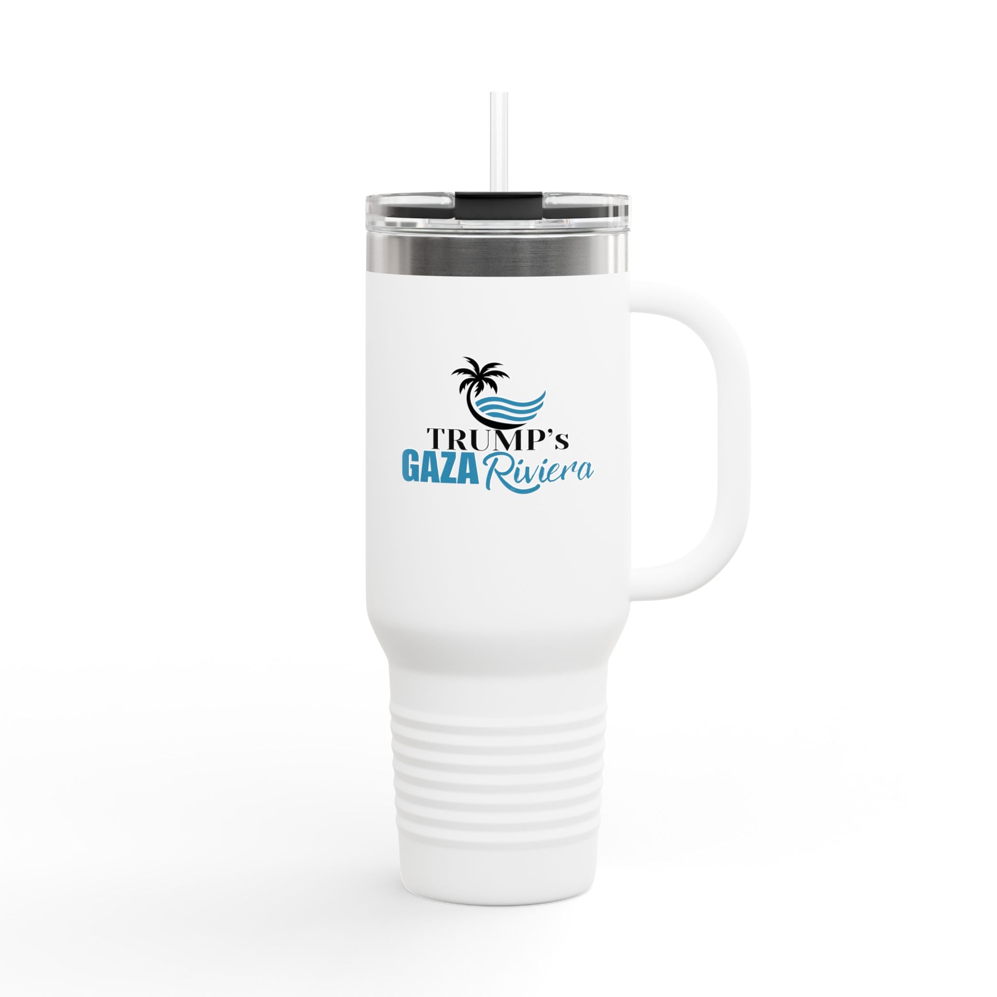 40oz Trump's Gaza Riviera Tumbler with Straw - Drinkware, Travel Mugs - EpiAl's Shop
