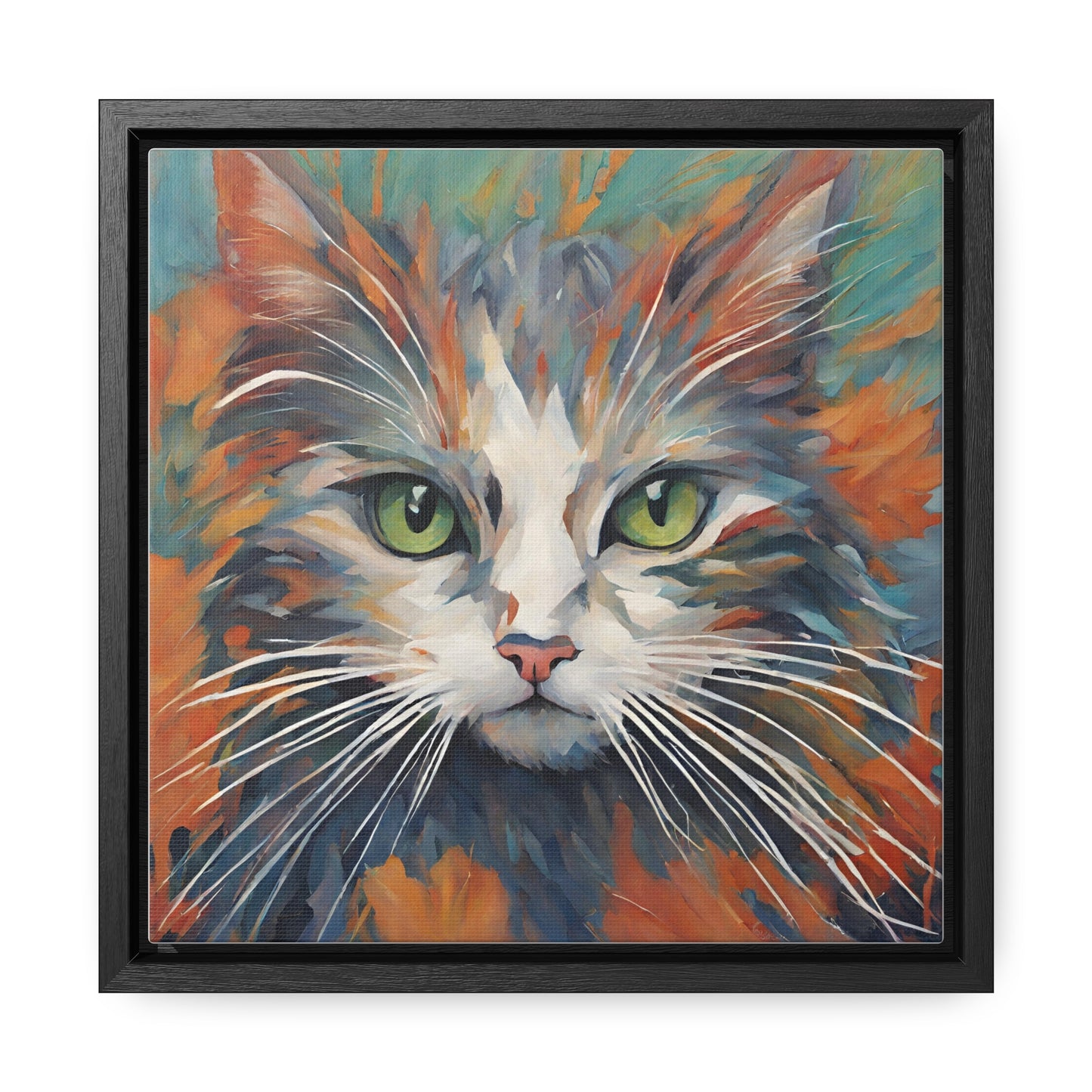 Watercolor Closeup Cat Gallery Canvas Wraps, Square Frame - Canvas - Epileptic Al’s Shop