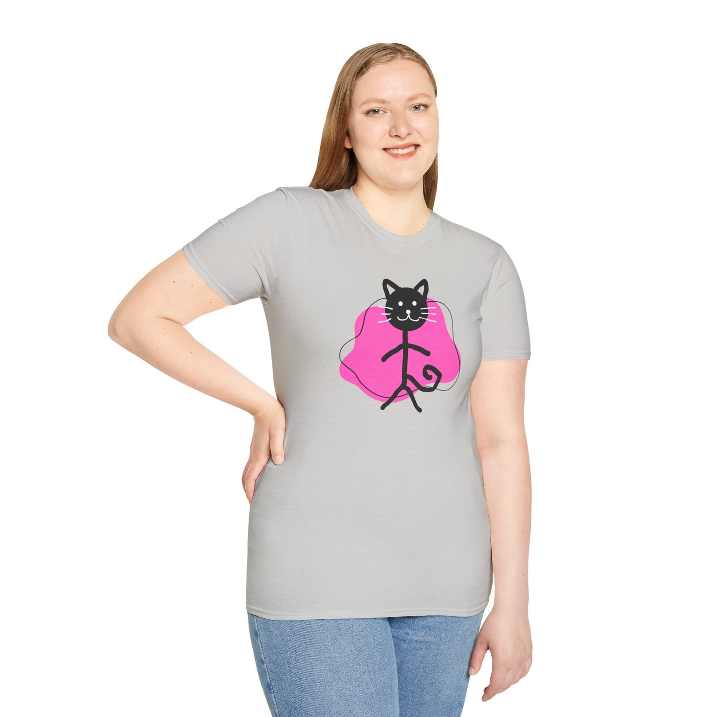 Playful Cat Graphic T-Shirt – Unisex Softstyle Tee for Cat Lovers