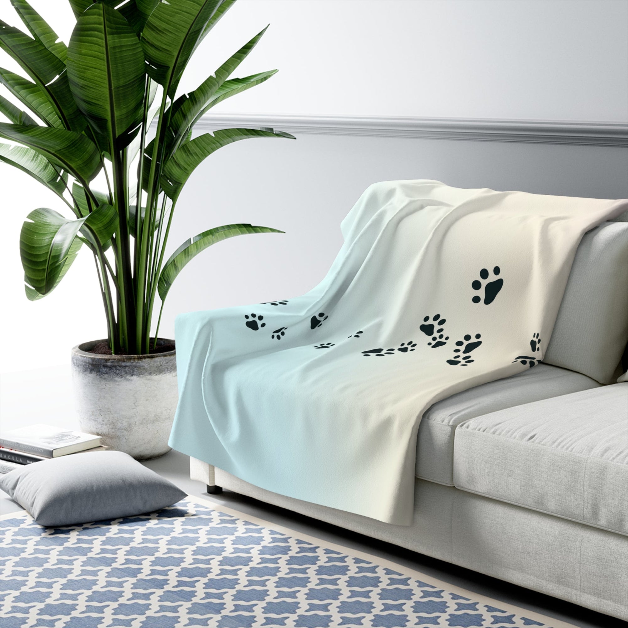 Cozy Paw Print Sherpa Fleece Blanket Printify