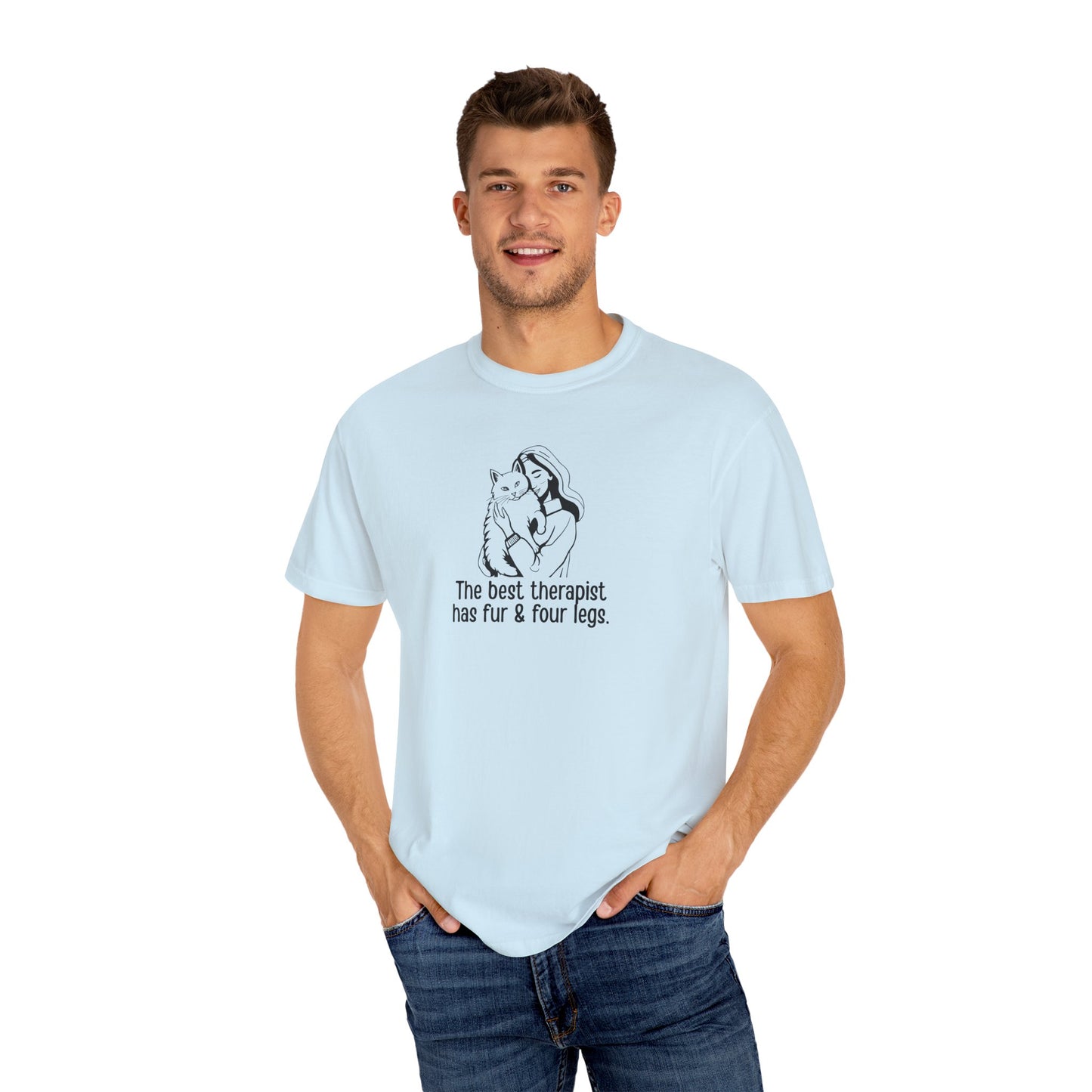 Cute Animal Therapy Unisex T-Shirt - "The Best Therapist Has Fur & Four Legs"
