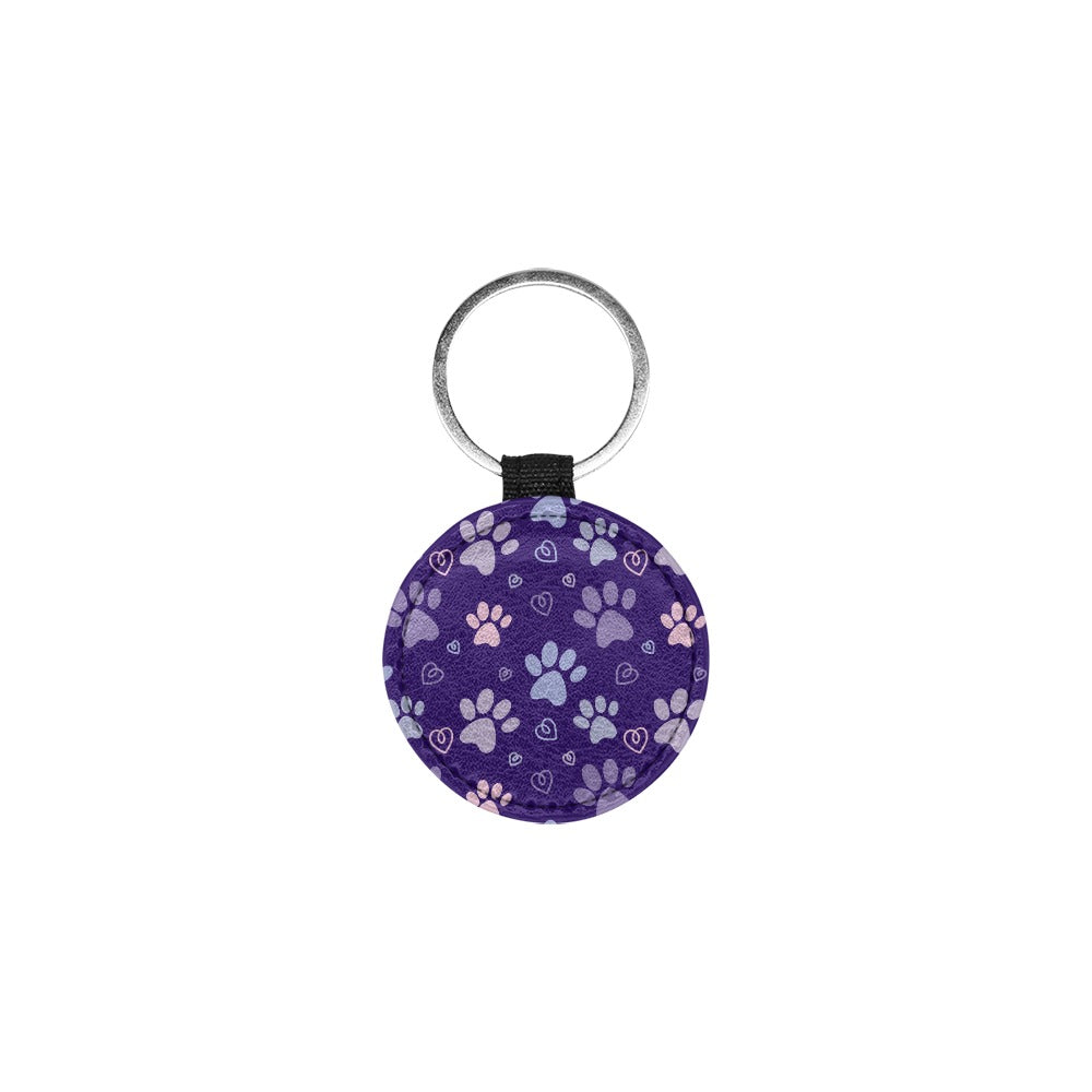 Large Lilac Paws Round Pet ID Tag