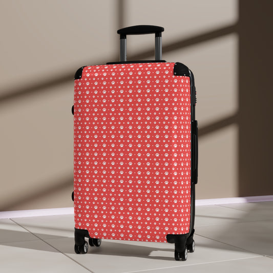 Red Paw Pattern Suitcase