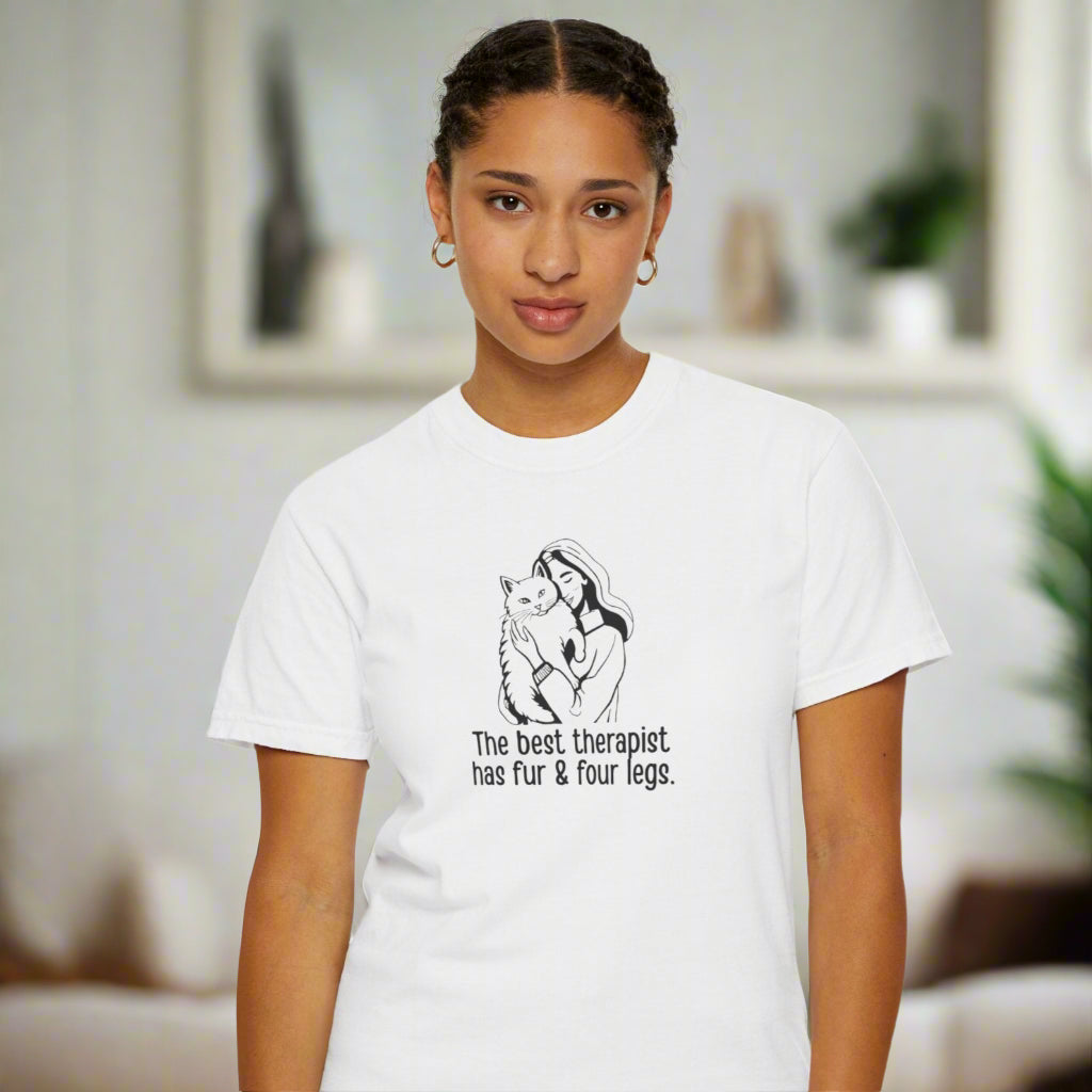 Cute Animal Therapy Unisex T-Shirt - "The Best Therapist Has Fur & Four Legs"